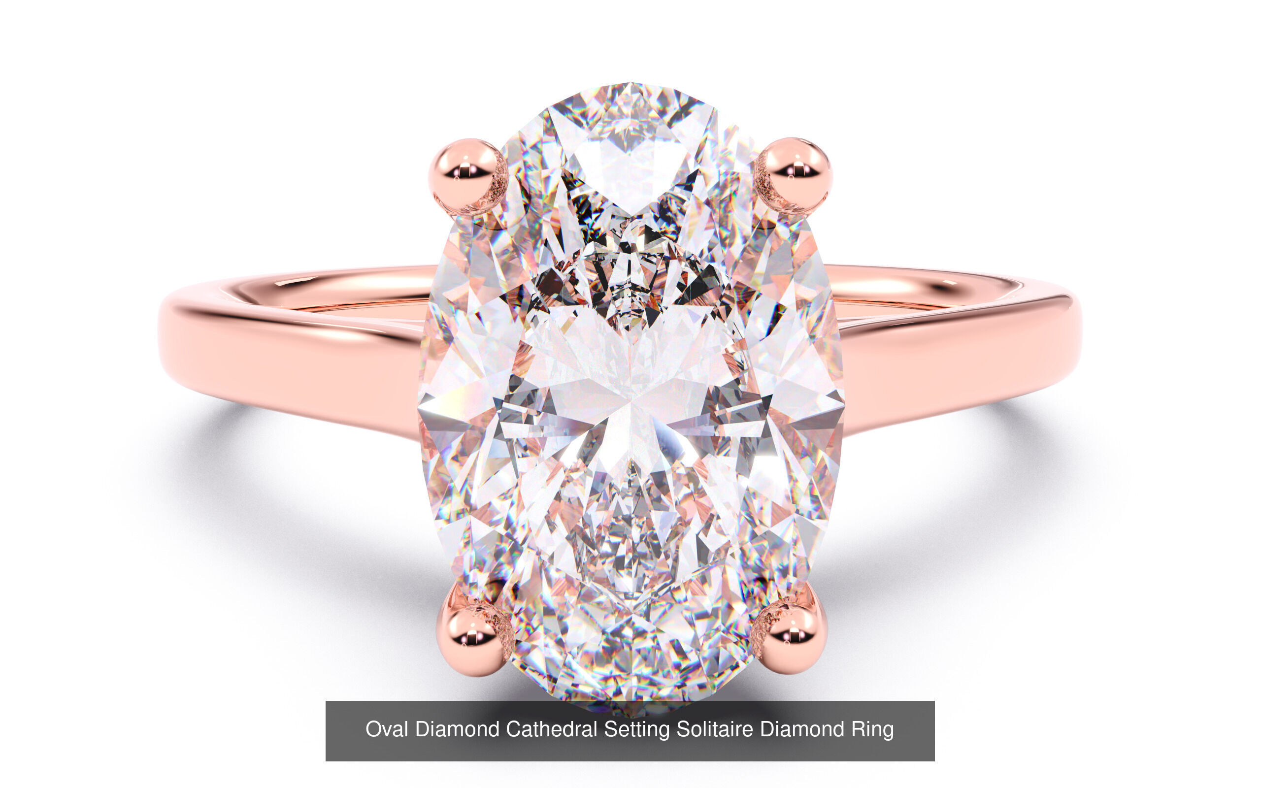 10 Diamond Shapes in Cathedral Setting Solitaire rings 3D Model Collection_5