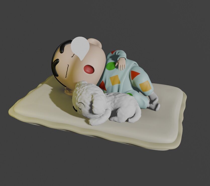 SHINCHAN AND SHIRO SLEEPING - CRAYON SHIN-CHAN 3D print model_2