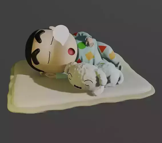SHINCHAN AND SHIRO SLEEPING - CRAYON SHIN-CHAN 3D print model