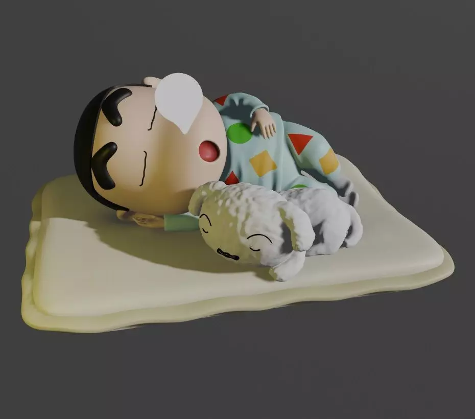 SHINCHAN AND SHIRO SLEEPING - CRAYON SHIN-CHAN 3D print model_0