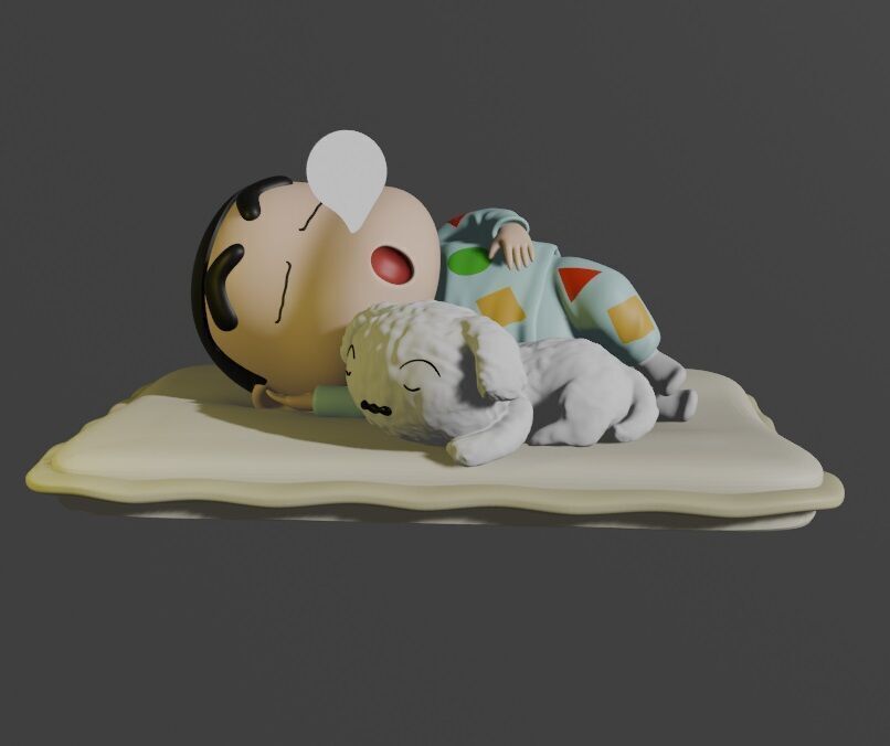 SHINCHAN AND SHIRO SLEEPING - CRAYON SHIN-CHAN 3D print model_3