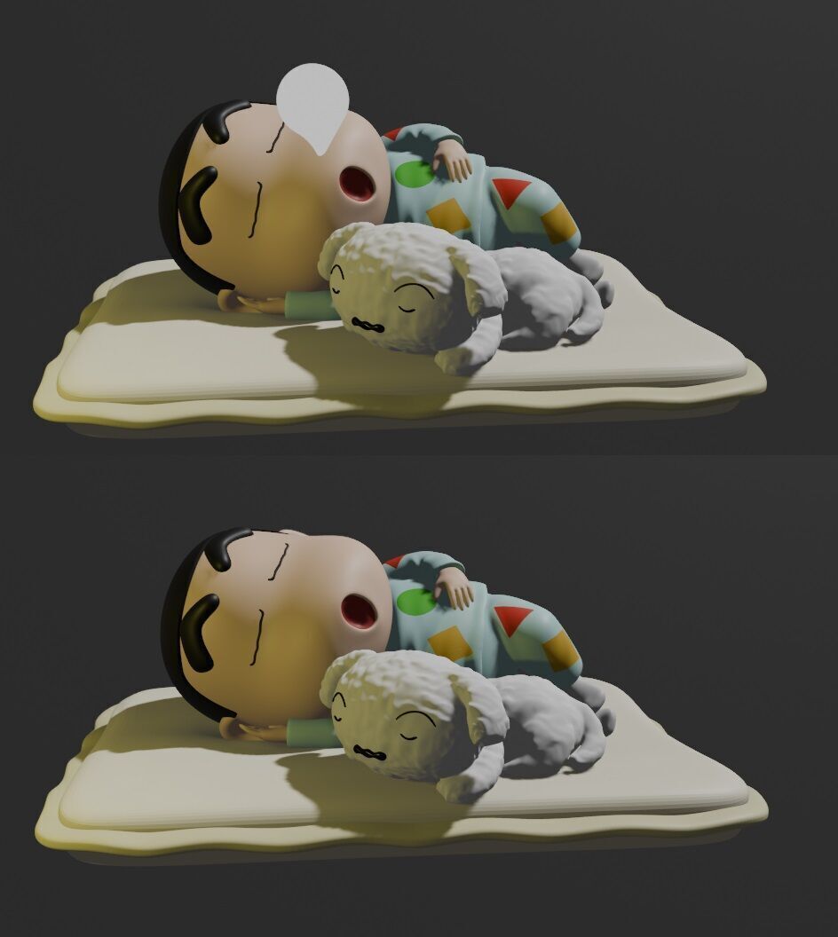 SHINCHAN AND SHIRO SLEEPING - CRAYON SHIN-CHAN 3D print model_1