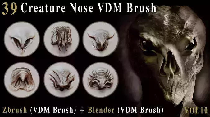39 Creature Nose VDM Brush For ZBrush and Blender - Vol10