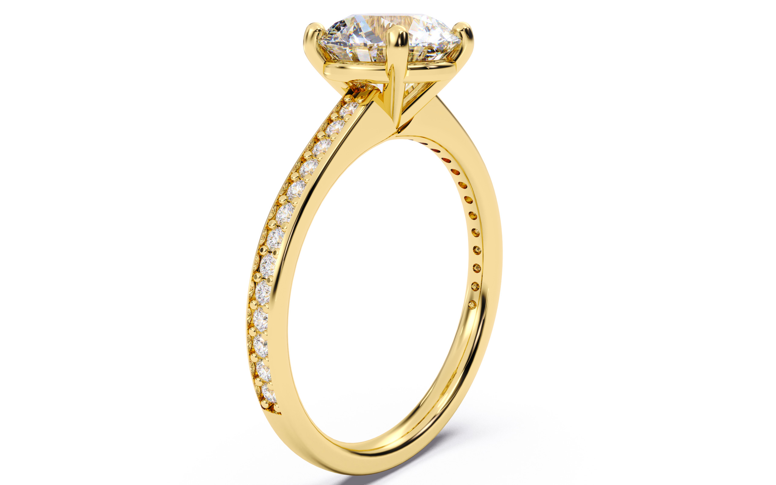 Round Diamond Channel Setting Solitaire Ring 3D print model_14