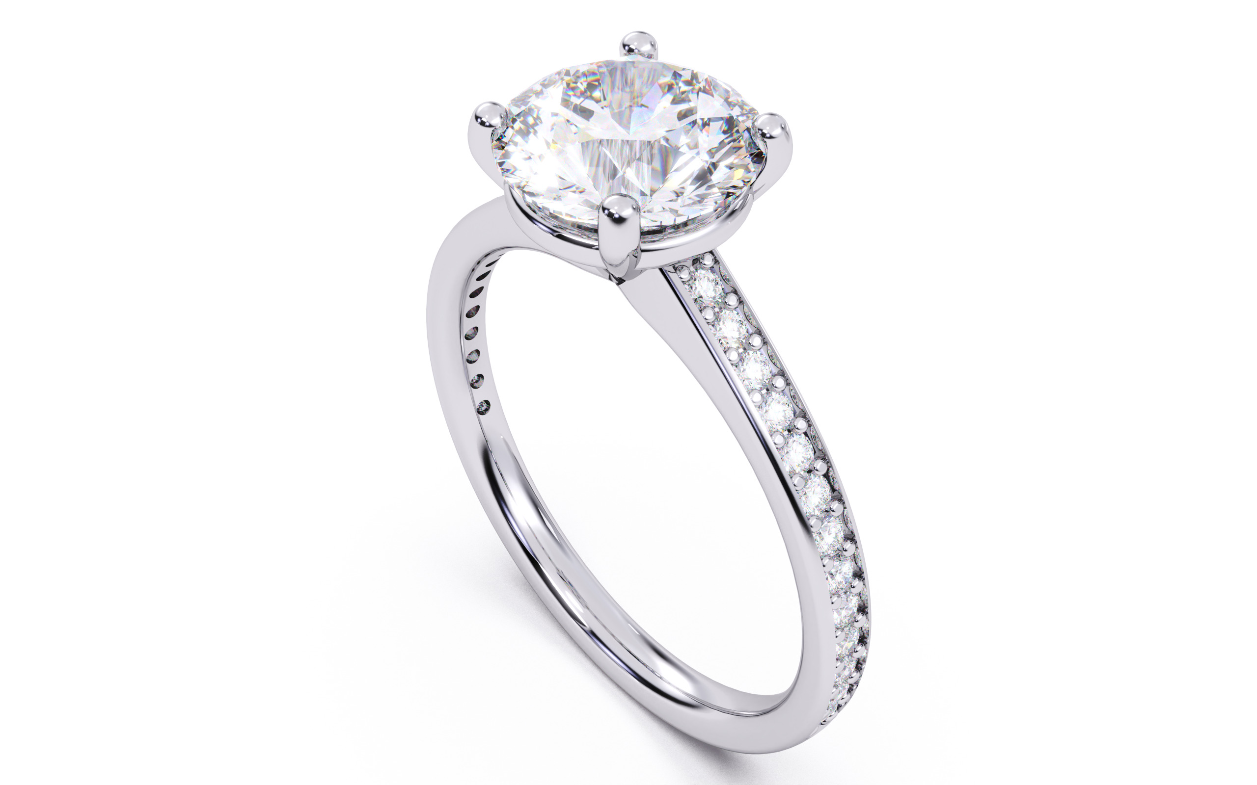 Round Diamond Channel Setting Solitaire Ring 3D print model_7