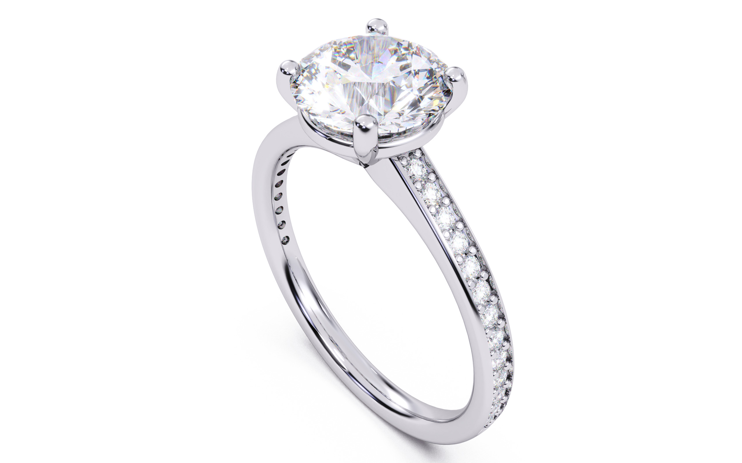 Round Diamond Channel Setting Solitaire Ring 3D print model_6