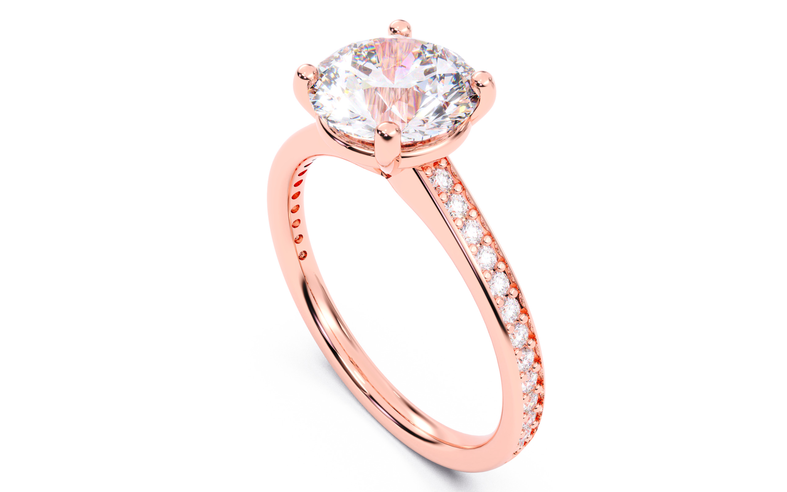 Round Diamond Channel Setting Solitaire Ring 3D print model_22