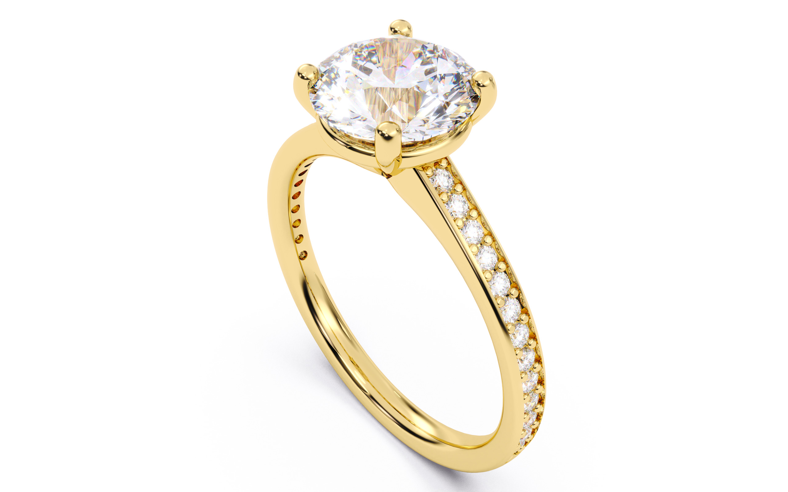 Round Diamond Channel Setting Solitaire Ring 3D print model_5