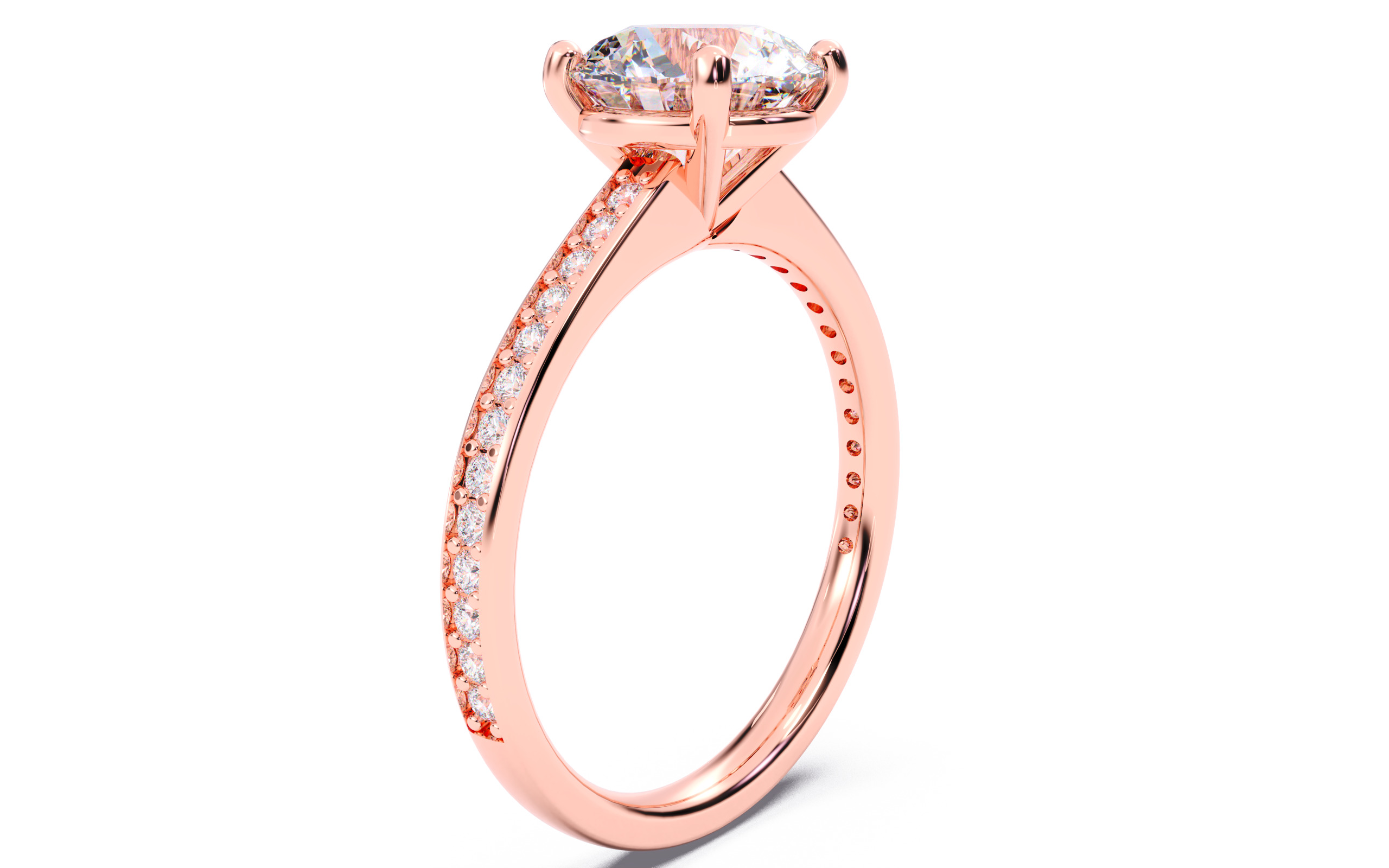 Round Diamond Channel Setting Solitaire Ring 3D print model_20