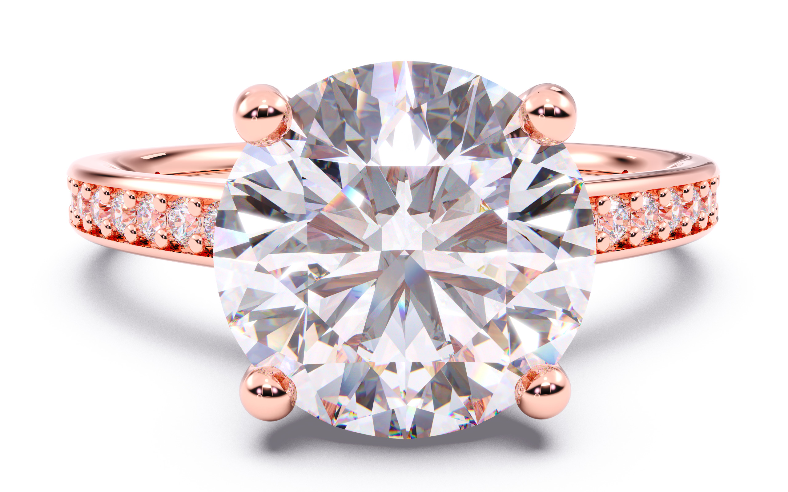 Round Diamond Channel Setting Solitaire Ring 3D print model_15