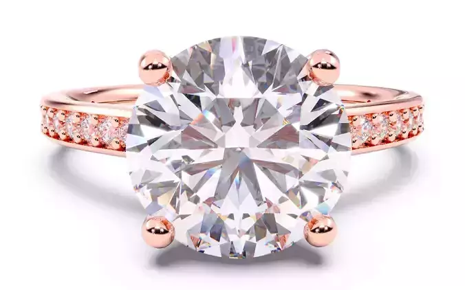 Round Diamond Channel Setting Solitaire Ring 3D print model