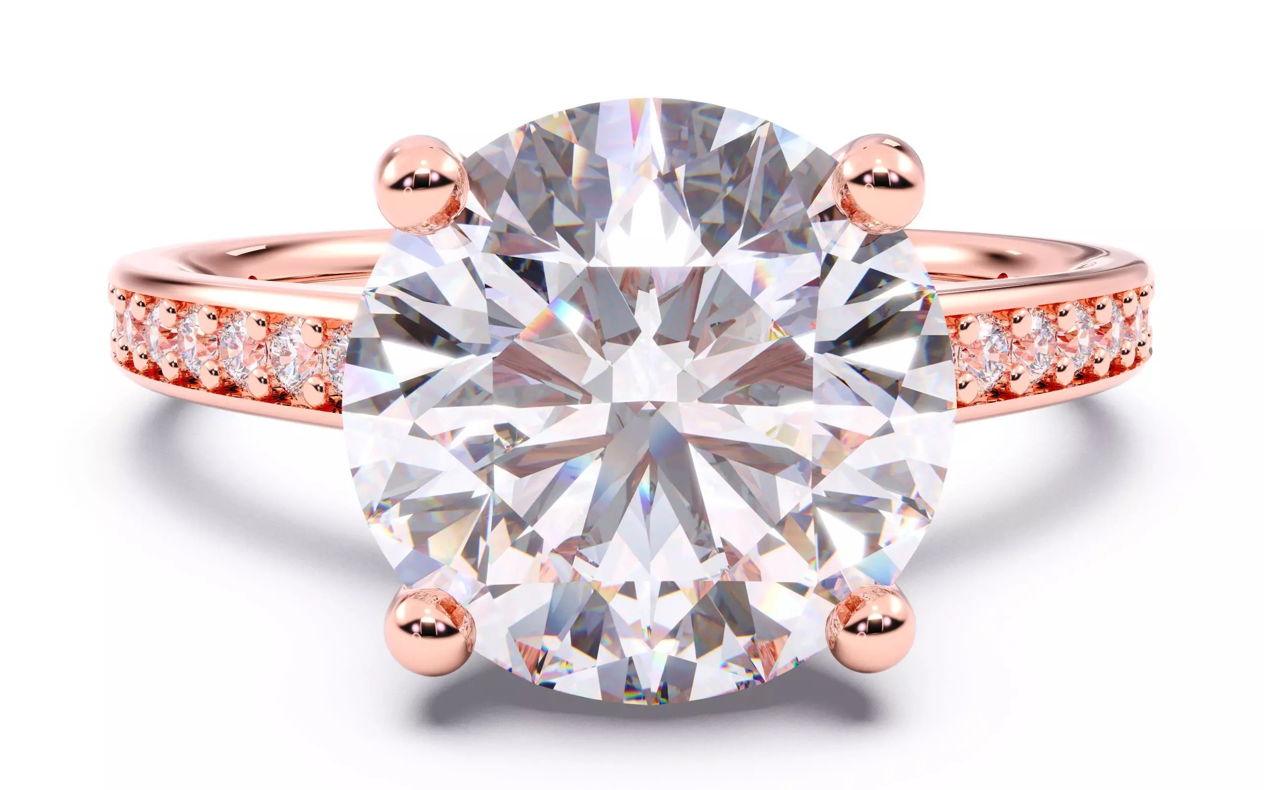 Round Diamond Channel Setting Solitaire Ring 3D print model_0