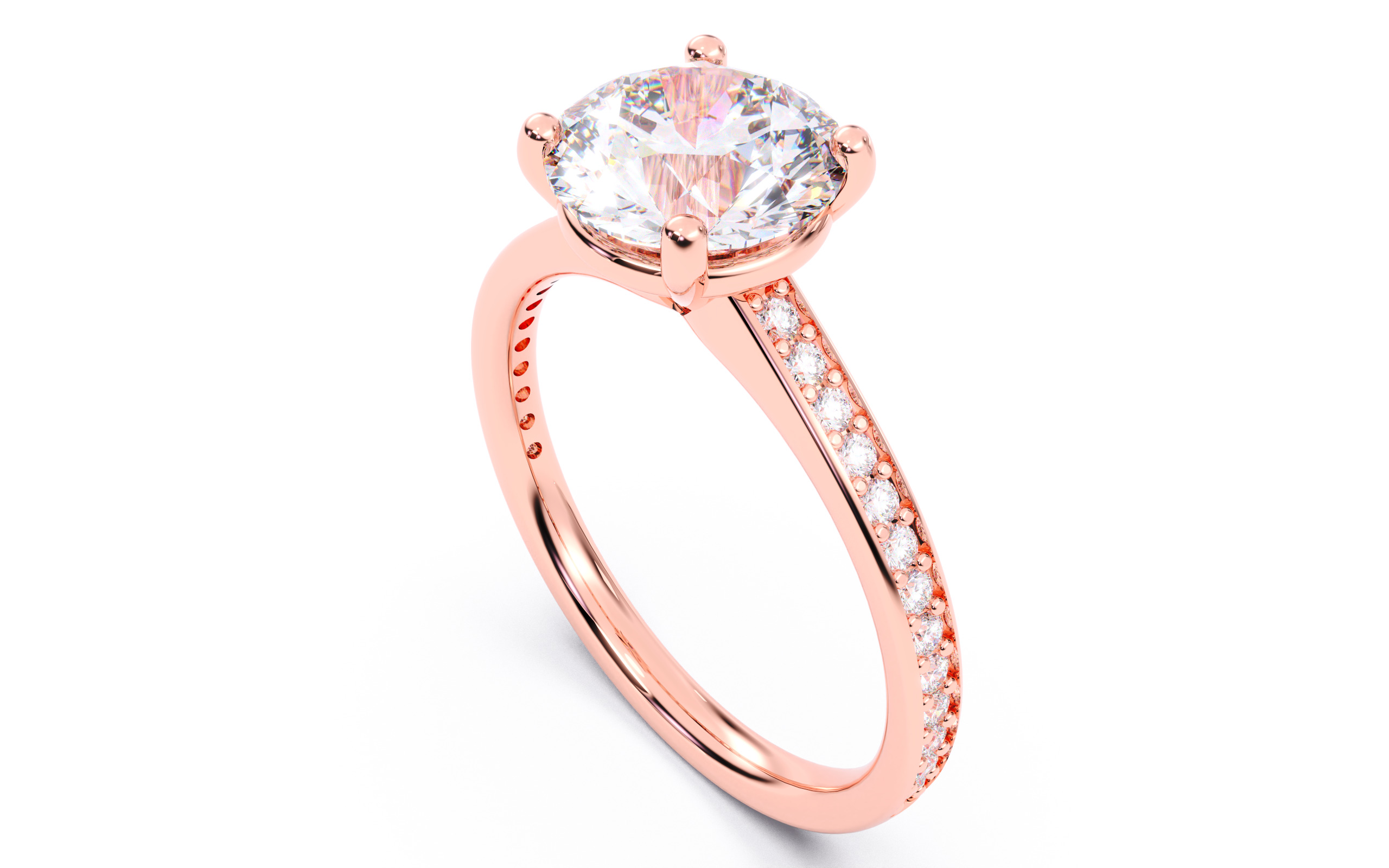 Round Diamond Channel Setting Solitaire Ring 3D print model_23