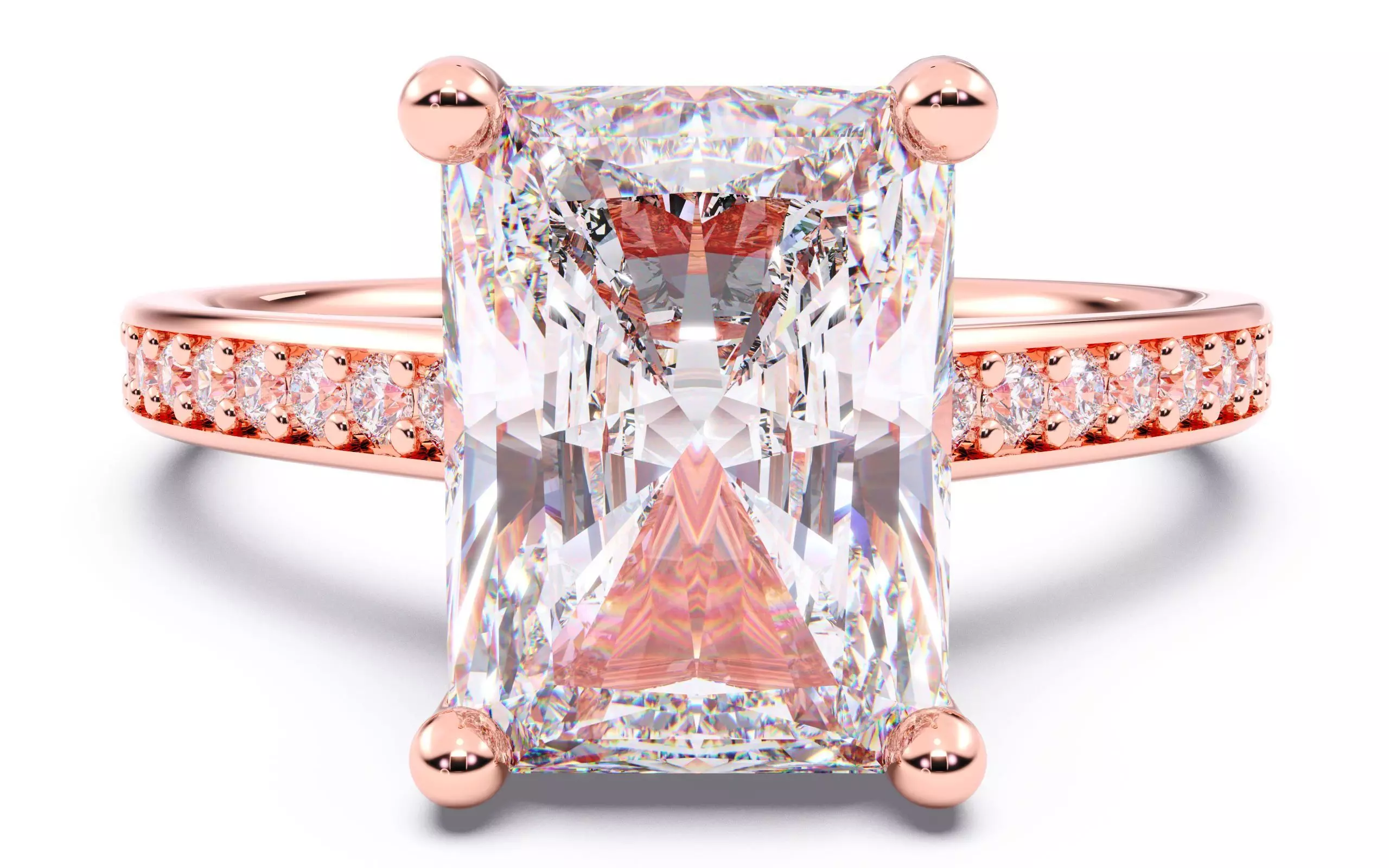 Radiant Diamond Channel Setting Solitaire Ring 3D print model