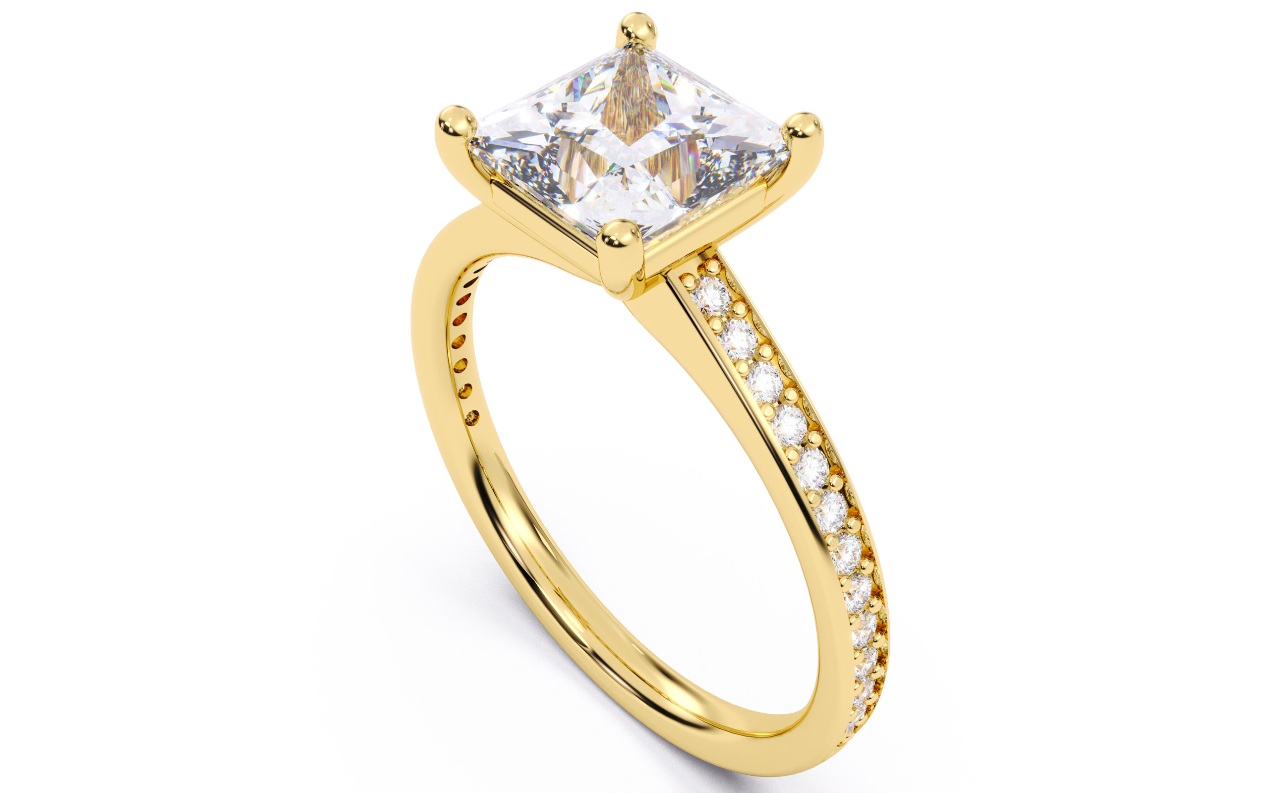 Princess Diamond Channel Setting Solitaire Ring 3D print model_5