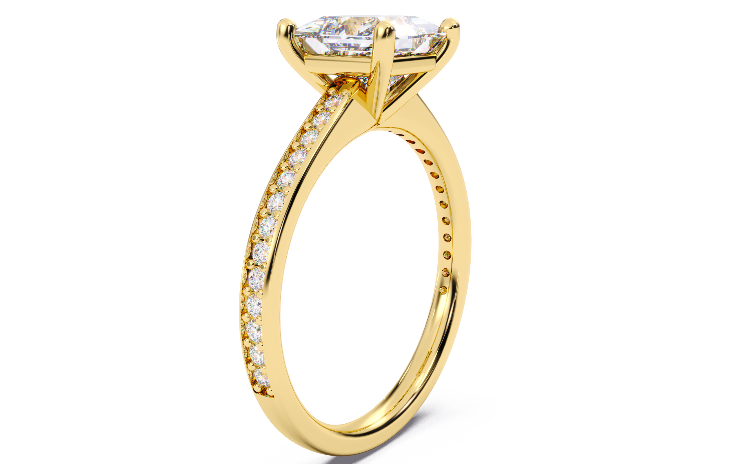 Princess Diamond Channel Setting Solitaire Ring 3D print model_20