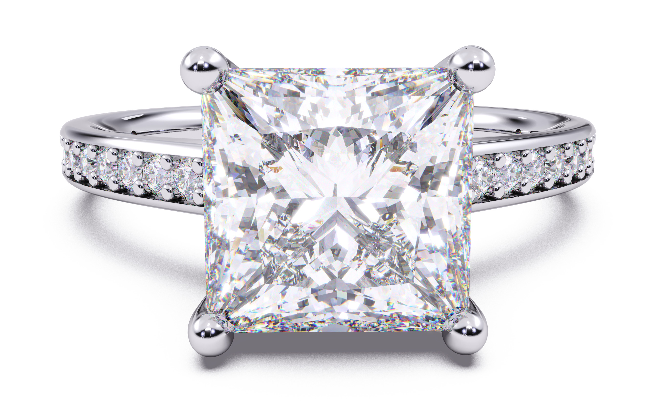 Princess Diamond Channel Setting Solitaire Ring 3D print model_2