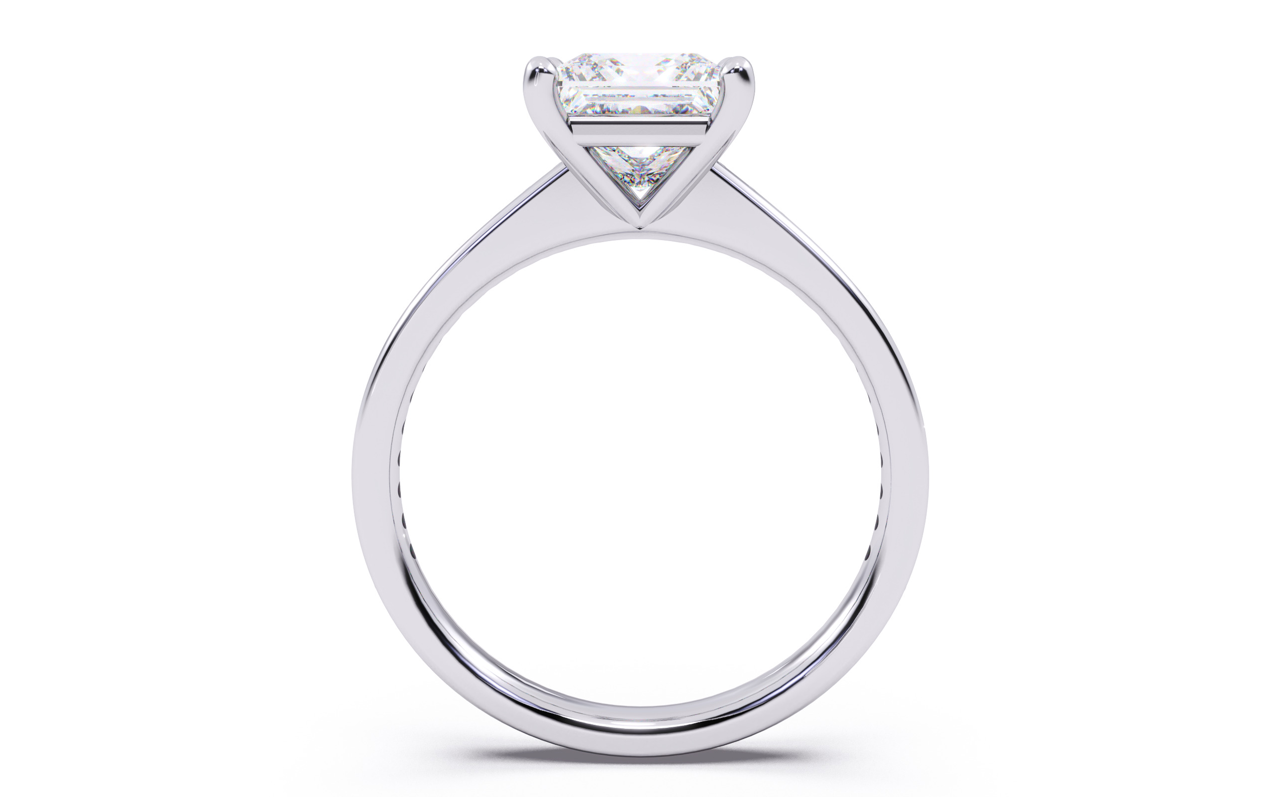 Princess Diamond Channel Setting Solitaire Ring 3D print model_11