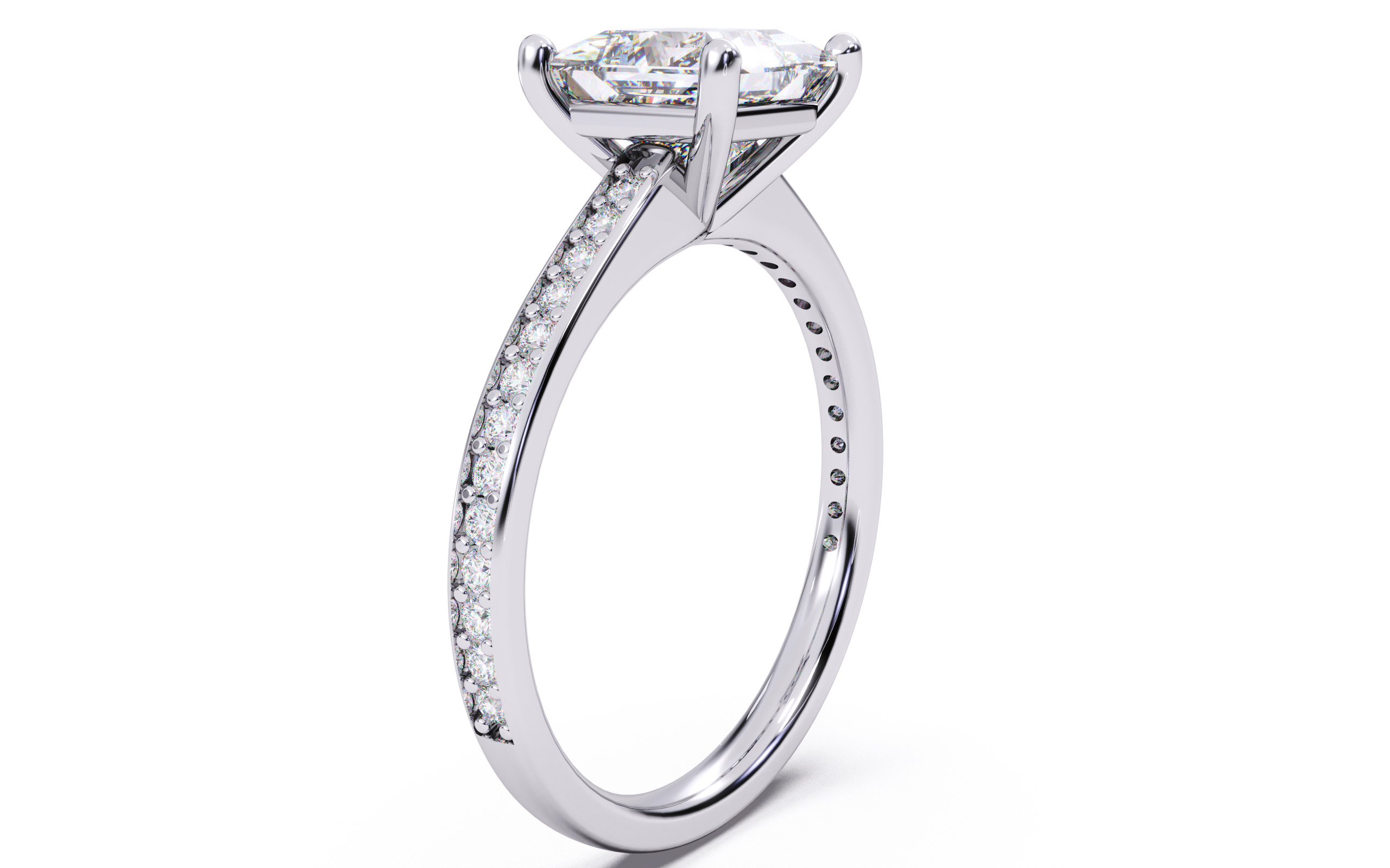 Princess Diamond Channel Setting Solitaire Ring 3D print model_15