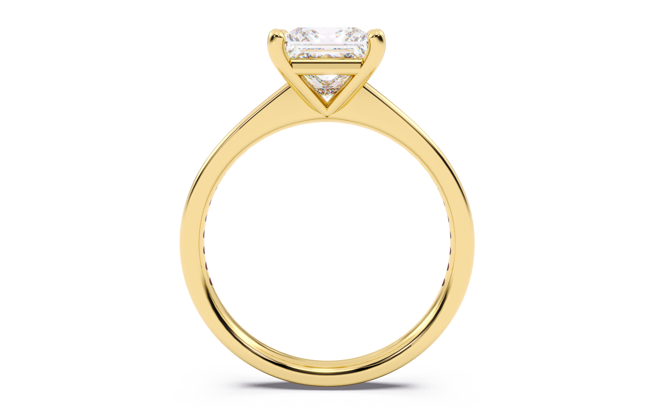 Princess Diamond Channel Setting Solitaire Ring 3D print model_12