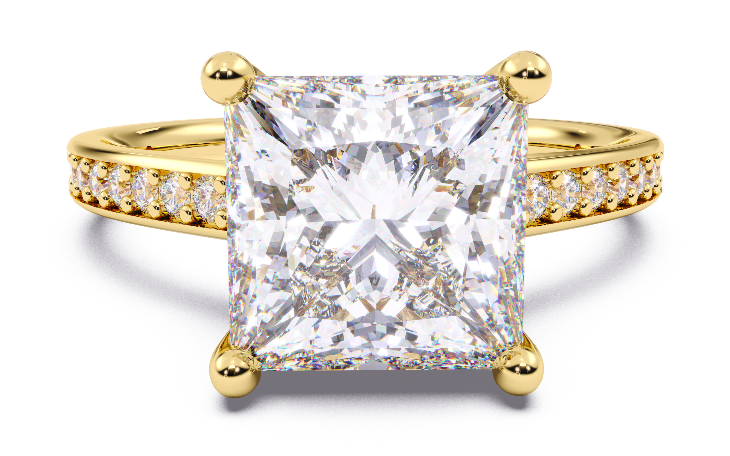 Princess Diamond Channel Setting Solitaire Ring 3D print model_1