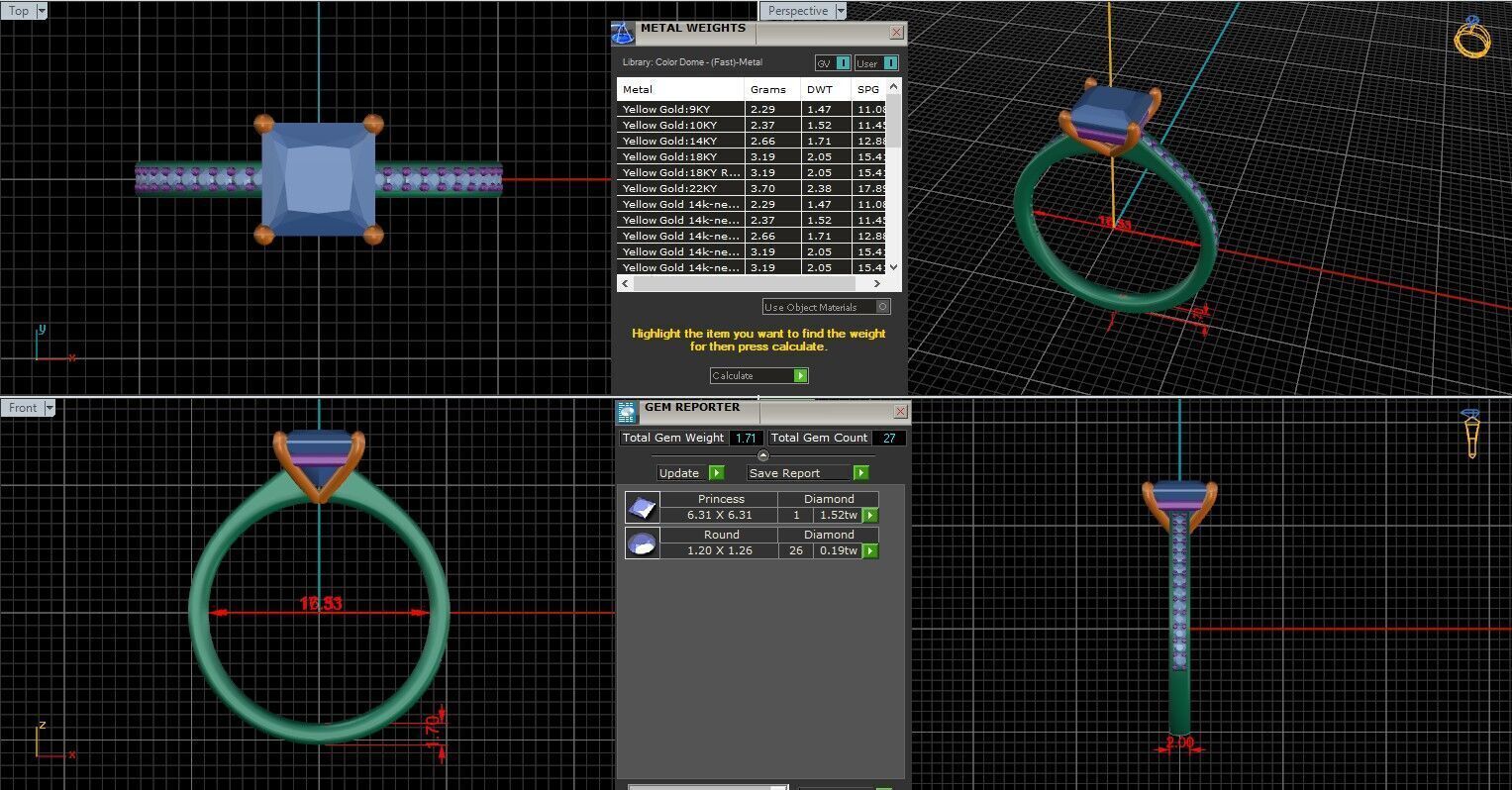 Princess Diamond Channel Setting Solitaire Ring 3D print model_27