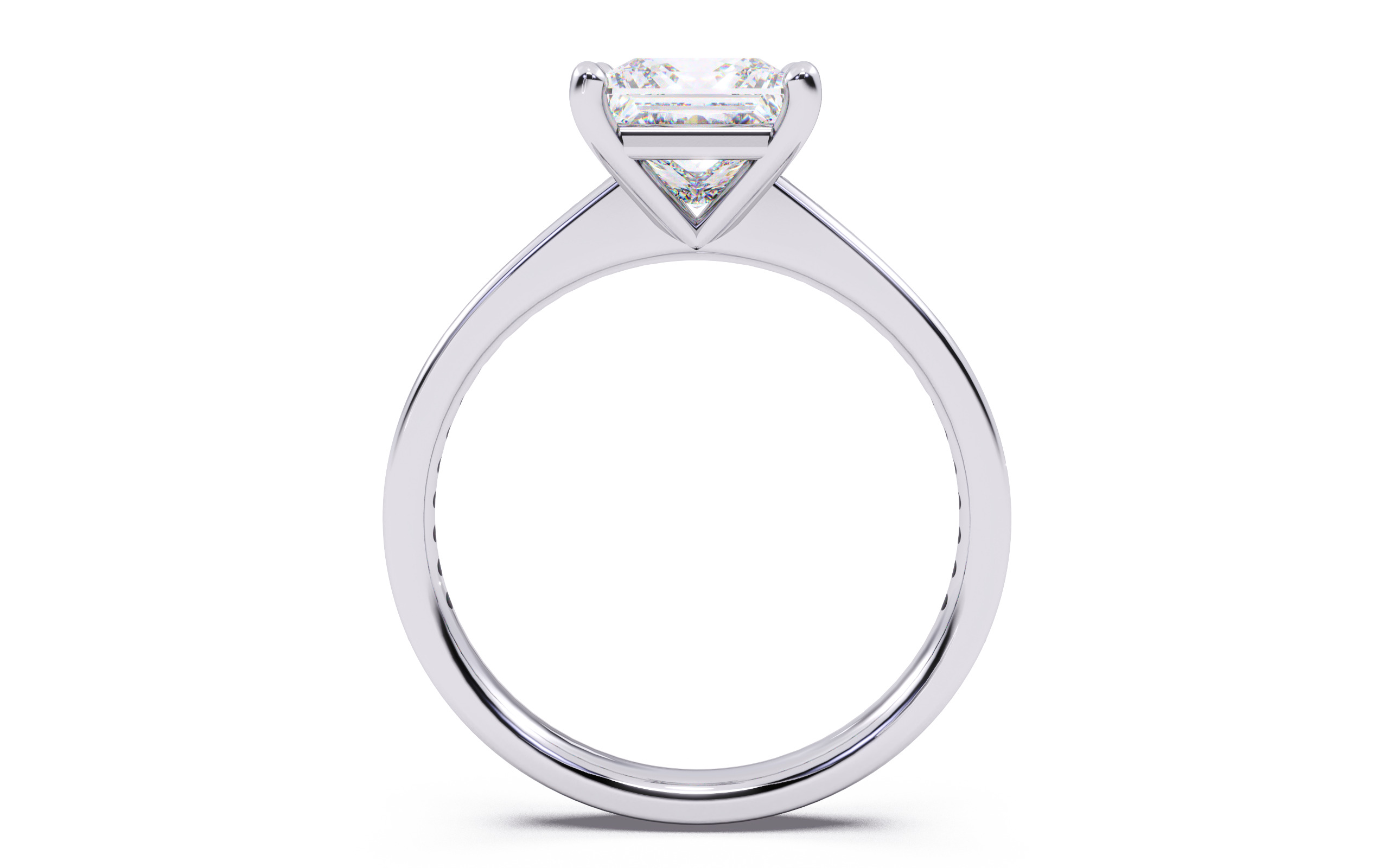 Princess Diamond Channel Setting Solitaire Ring 3D print model_10