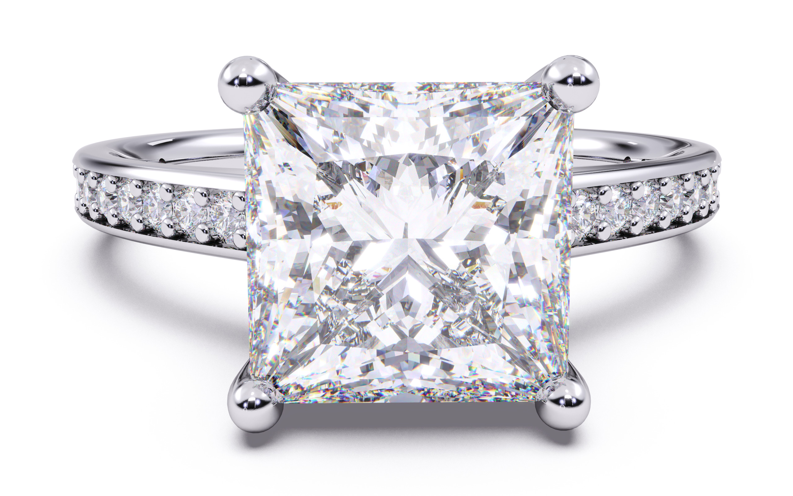 Princess Diamond Channel Setting Solitaire Ring 3D print model_19