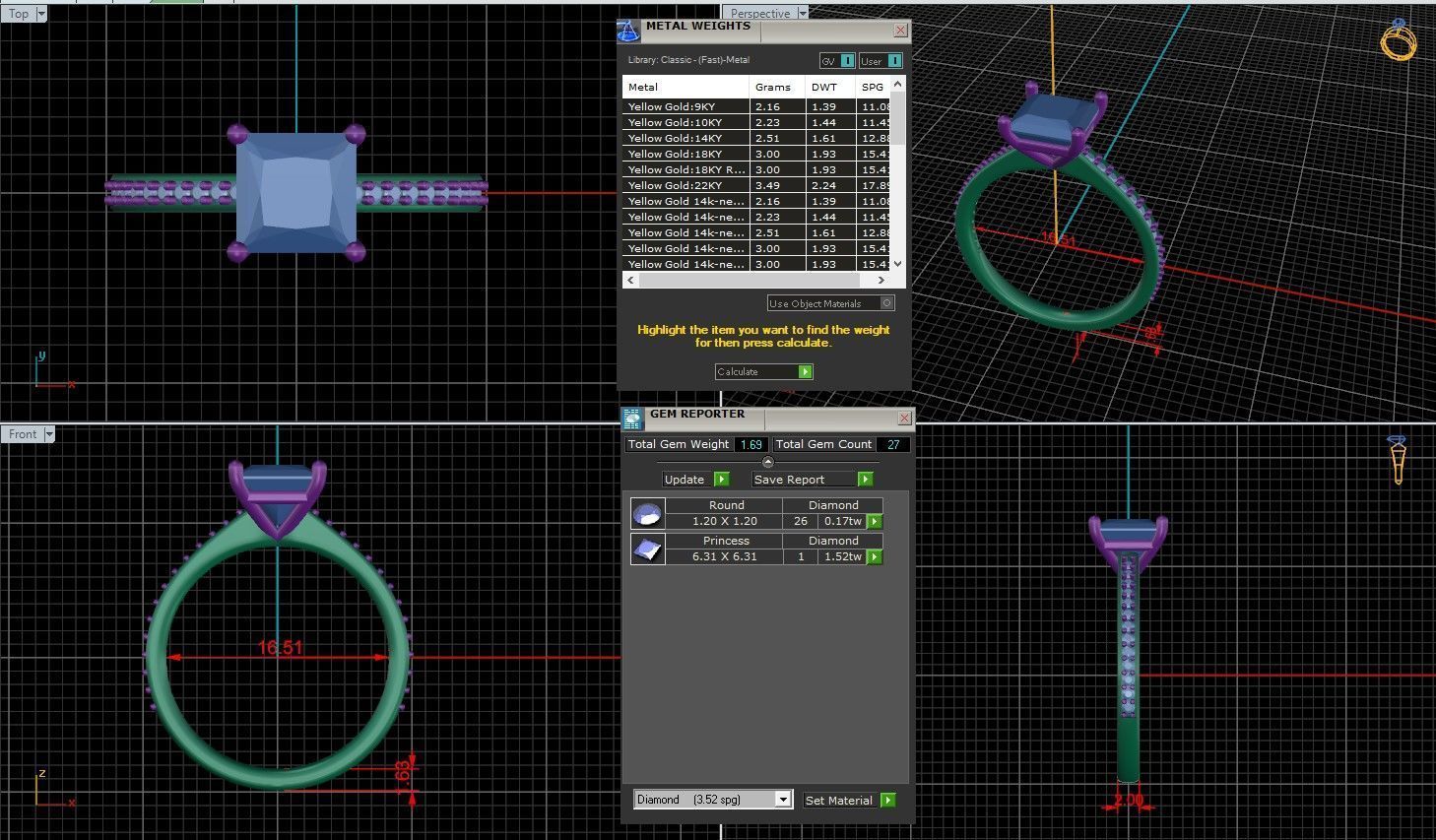 Princess Diamond Channel Setting Solitaire Ring 3D print model_3