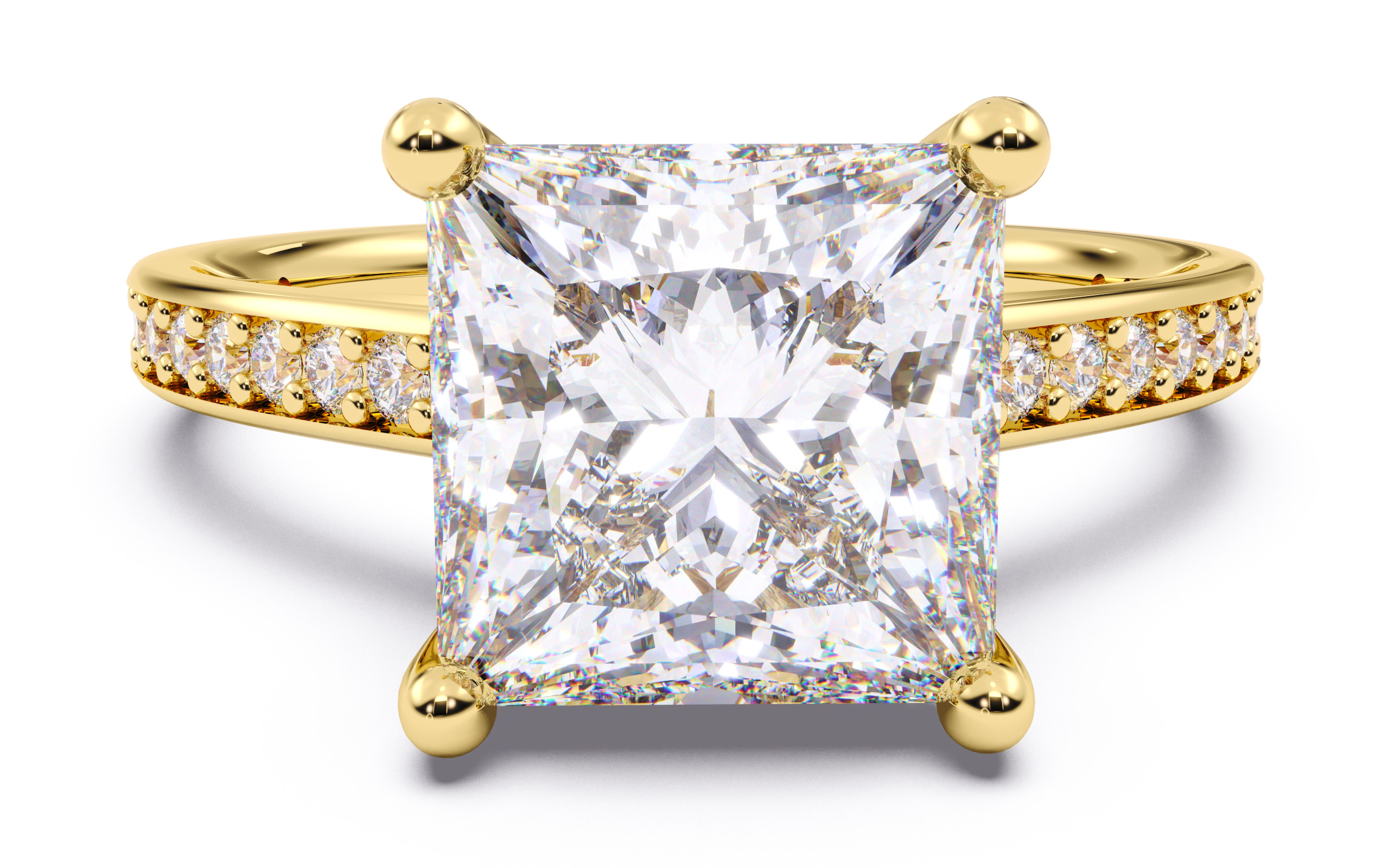 Princess Diamond Channel Setting Solitaire Ring 3D print model_18