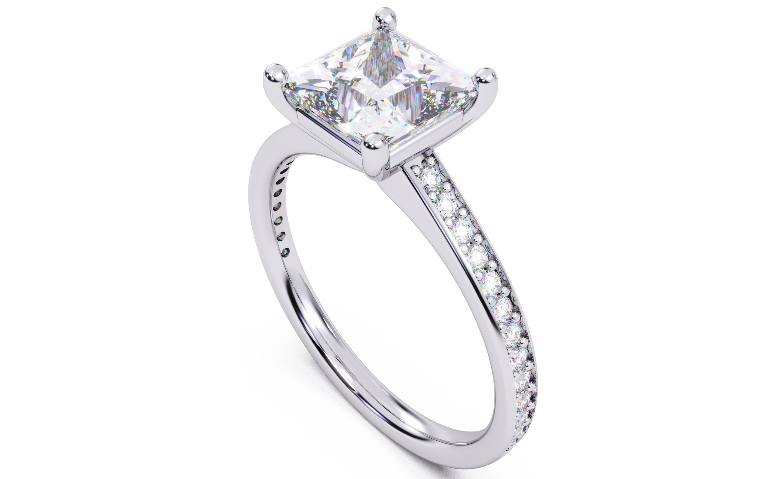 Princess Diamond Channel Setting Solitaire Ring 3D print model_6