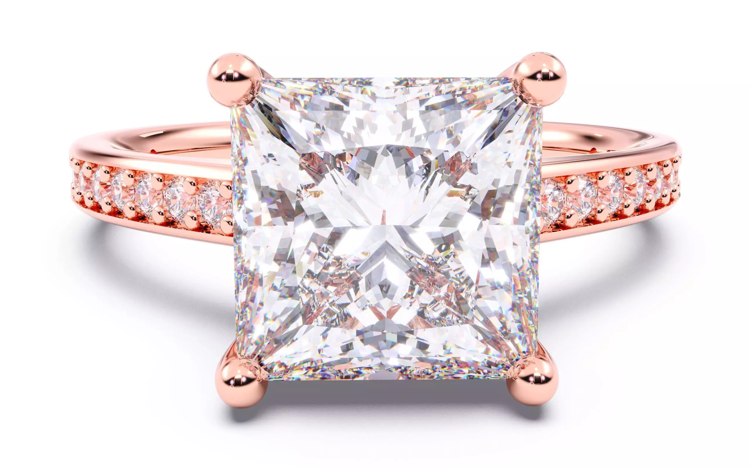 Princess Diamond Channel Setting Solitaire Ring 3D print model_0