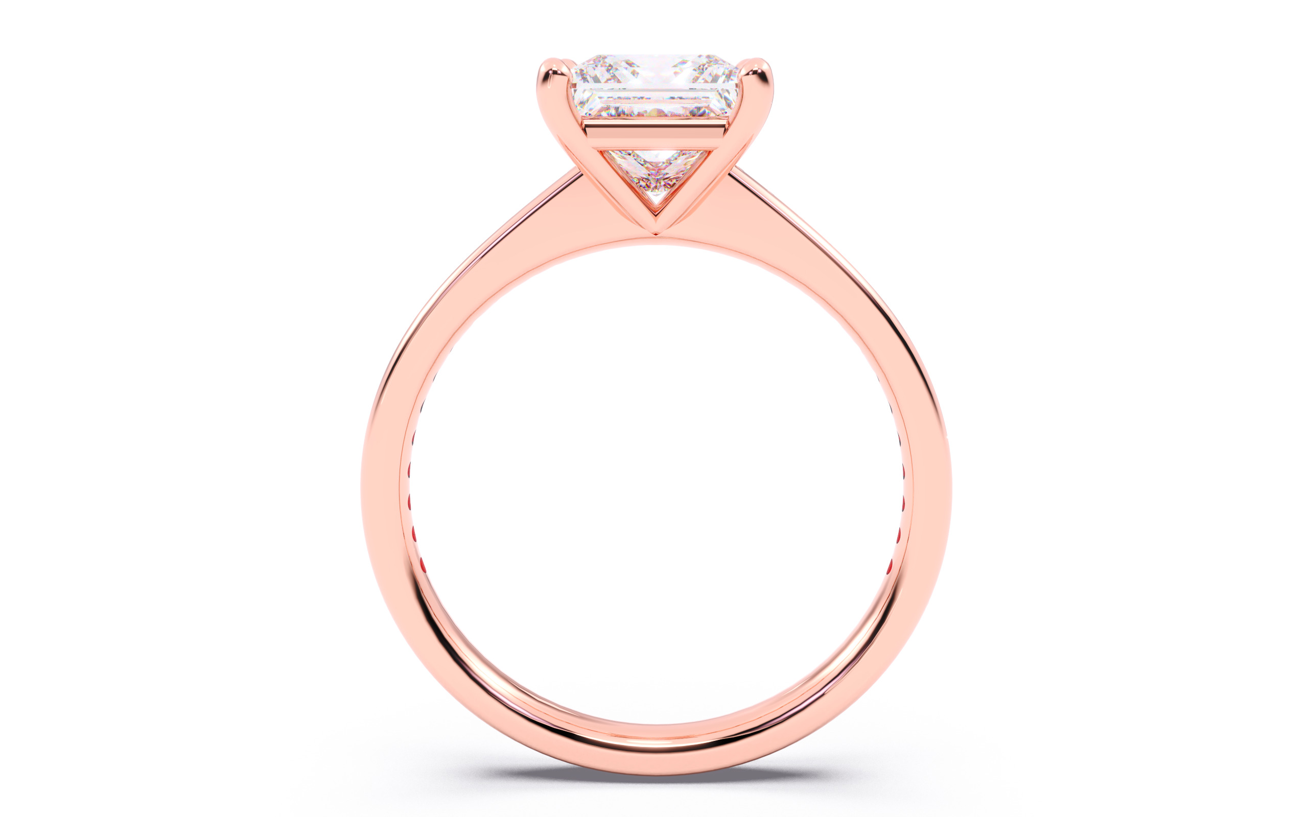 Princess Diamond Channel Setting Solitaire Ring 3D print model_16