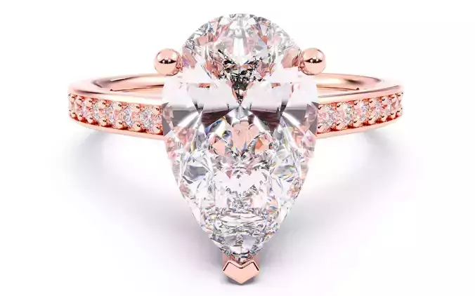 Pear Diamond Channel Setting Solitaire Ring 3D print model