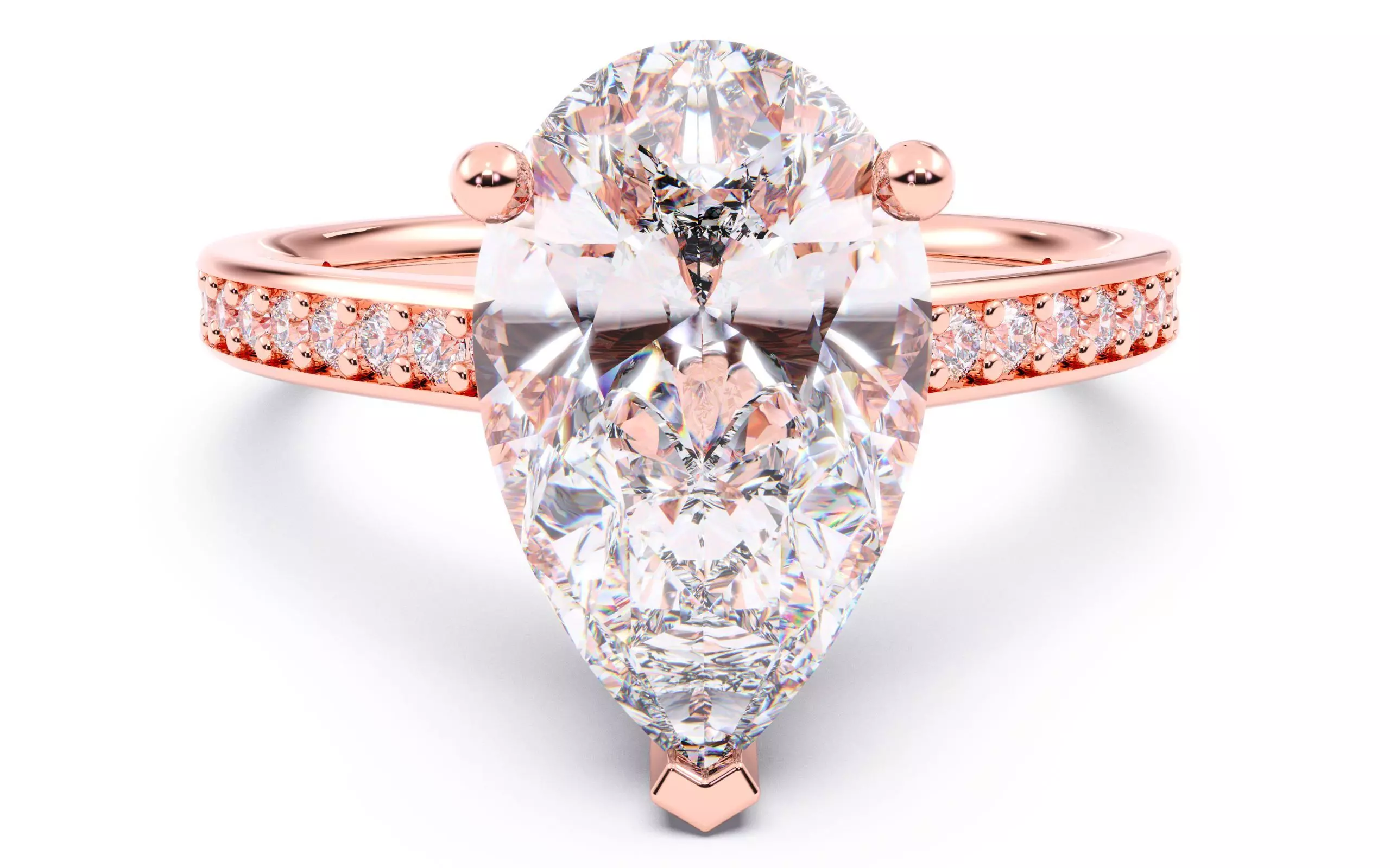 Pear Diamond Channel Setting Solitaire Ring 3D print model_0