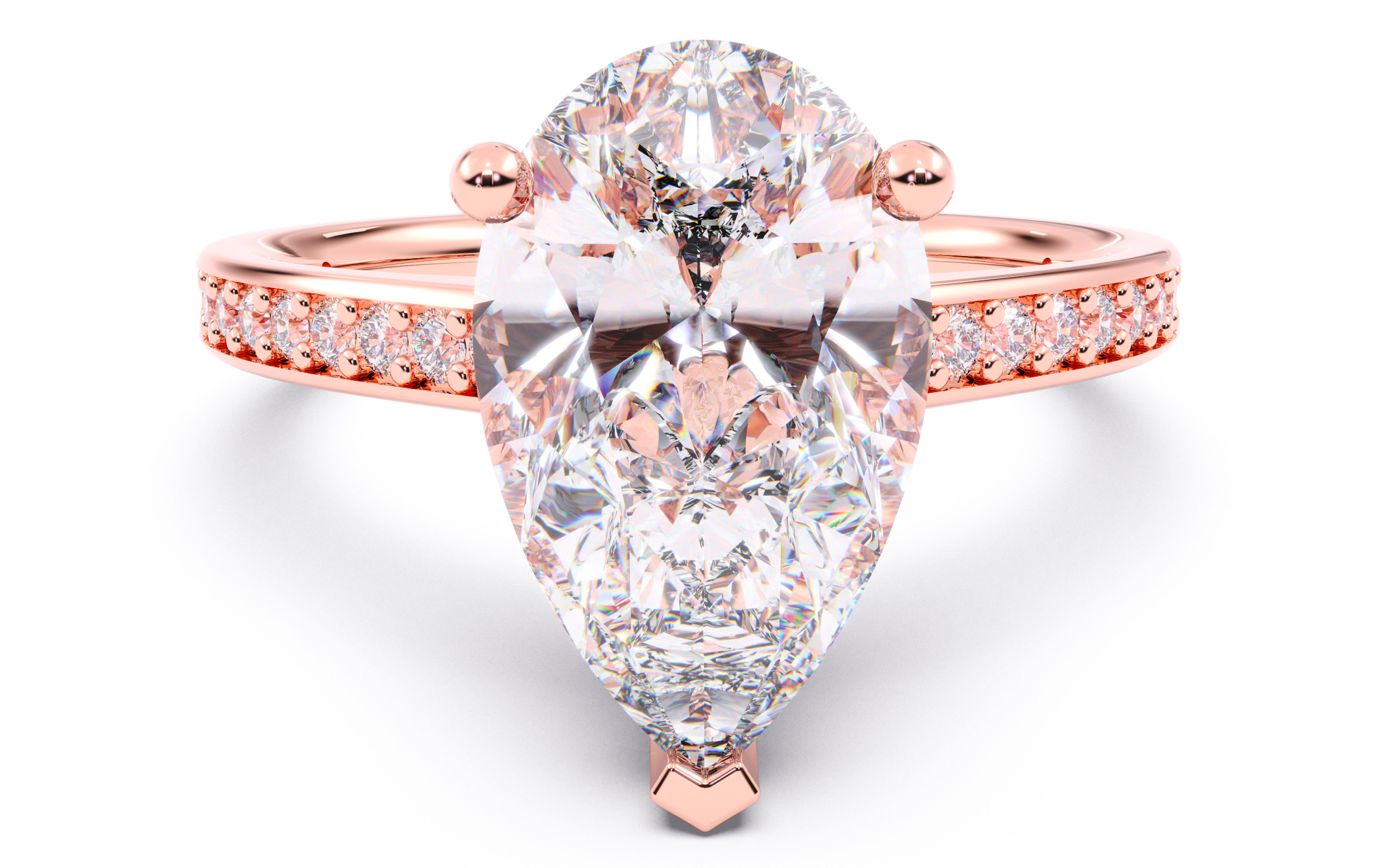 Pear Diamond Channel Setting Solitaire Ring 3D print model_15