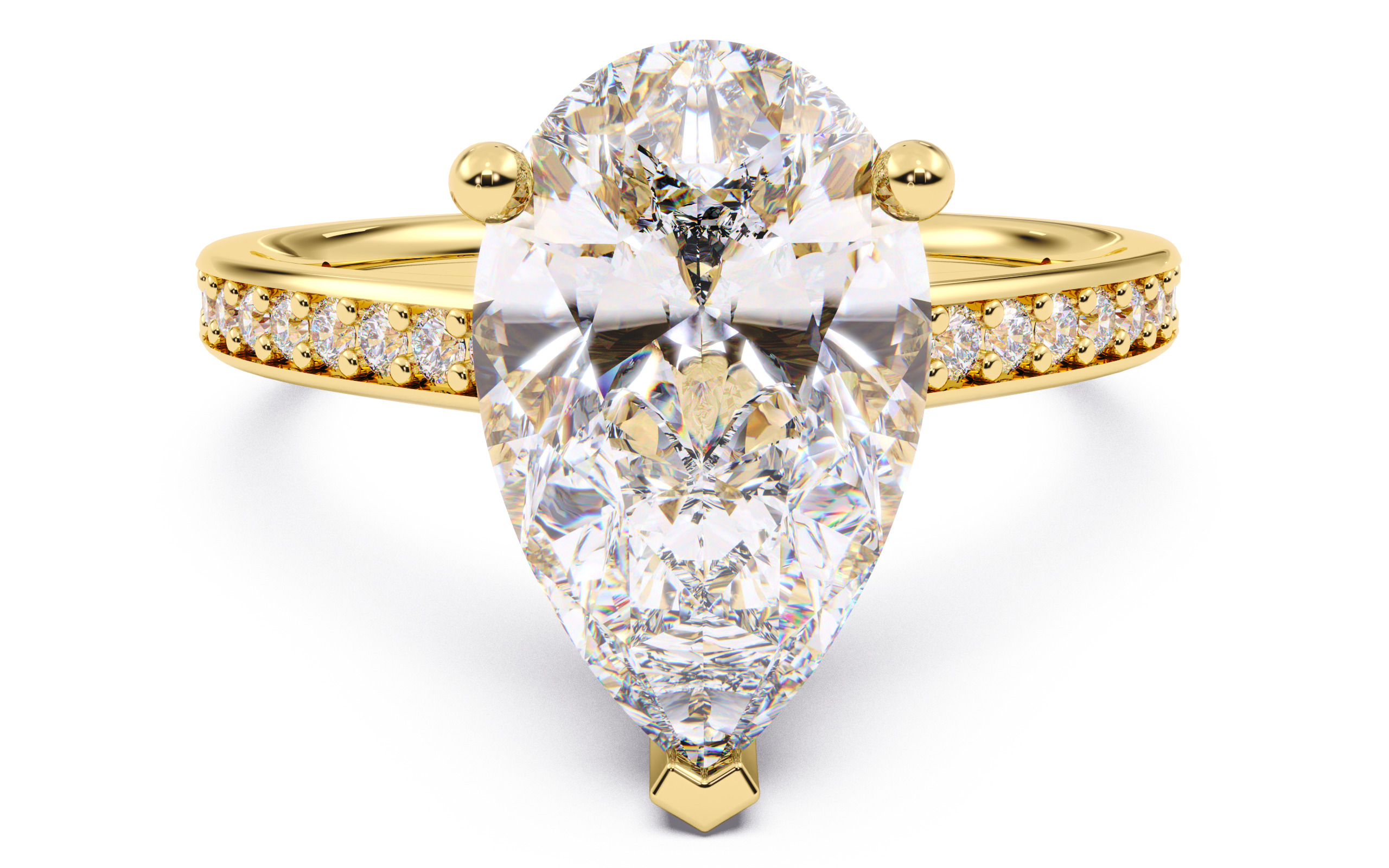 Pear Diamond Channel Setting Solitaire Ring 3D print model_1