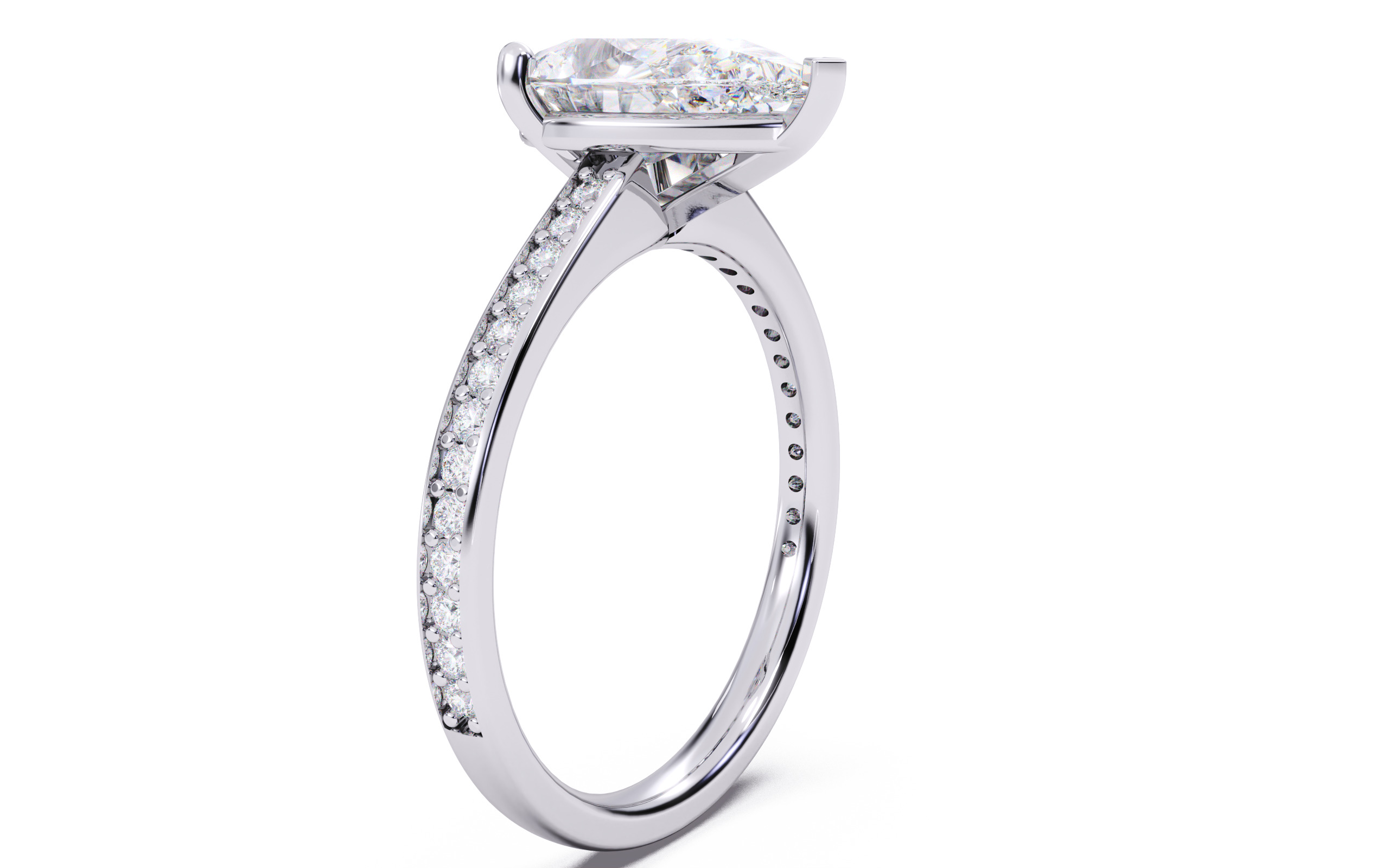 Pear Diamond Channel Setting Solitaire Ring 3D print model_4