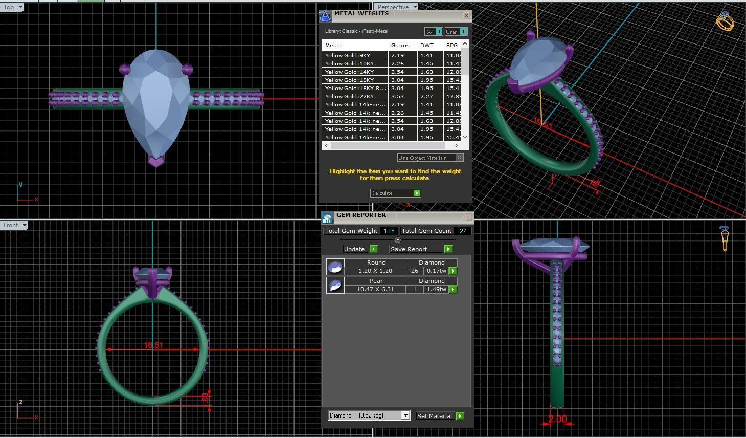 Pear Diamond Channel Setting Solitaire Ring 3D print model_3