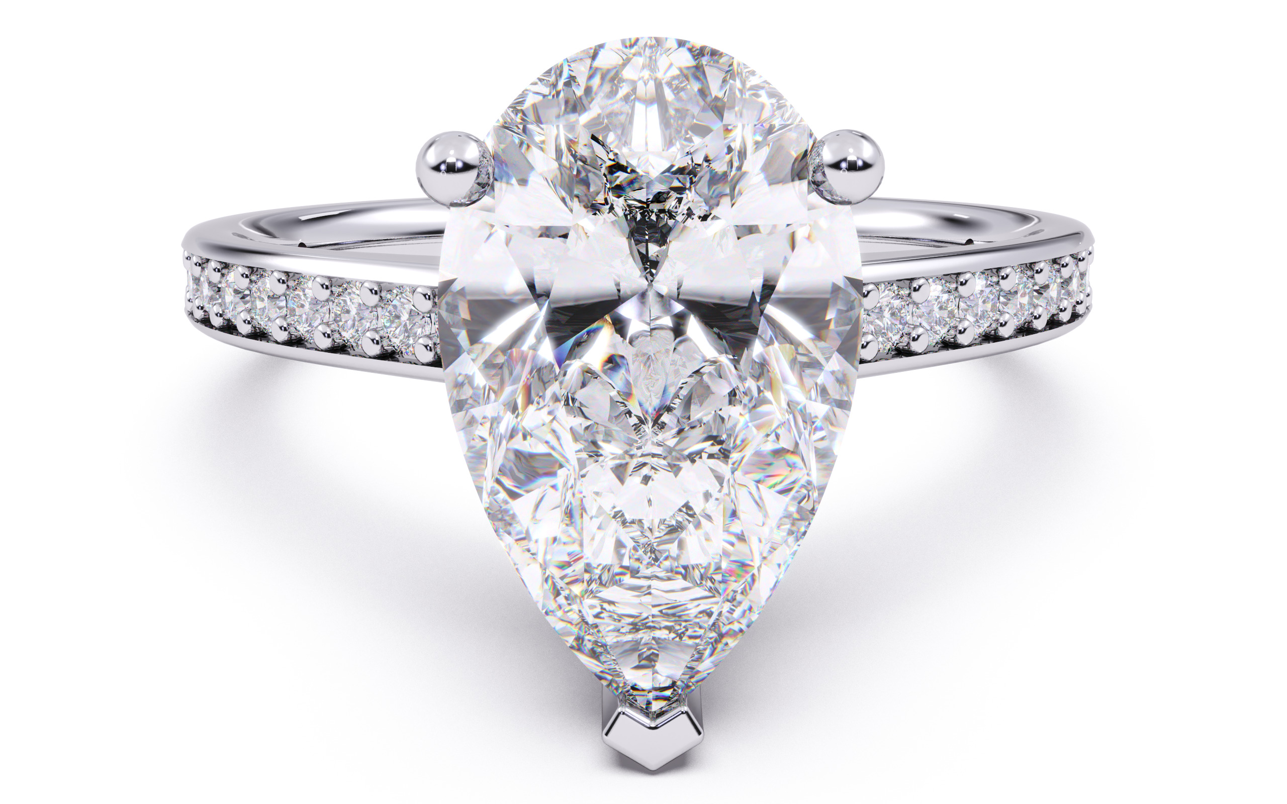 Pear Diamond Channel Setting Solitaire Ring 3D print model_16