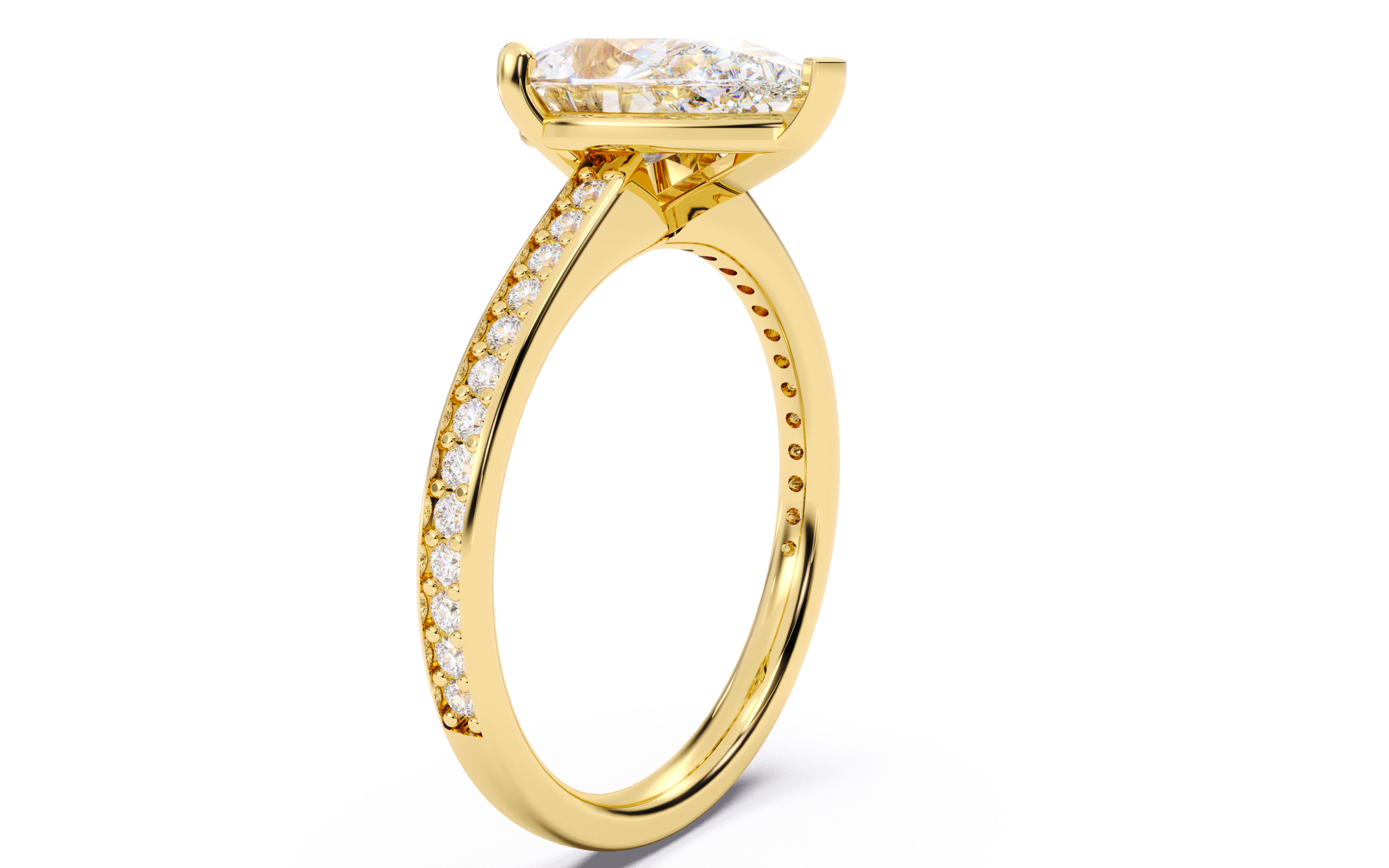 Pear Diamond Channel Setting Solitaire Ring 3D print model_19