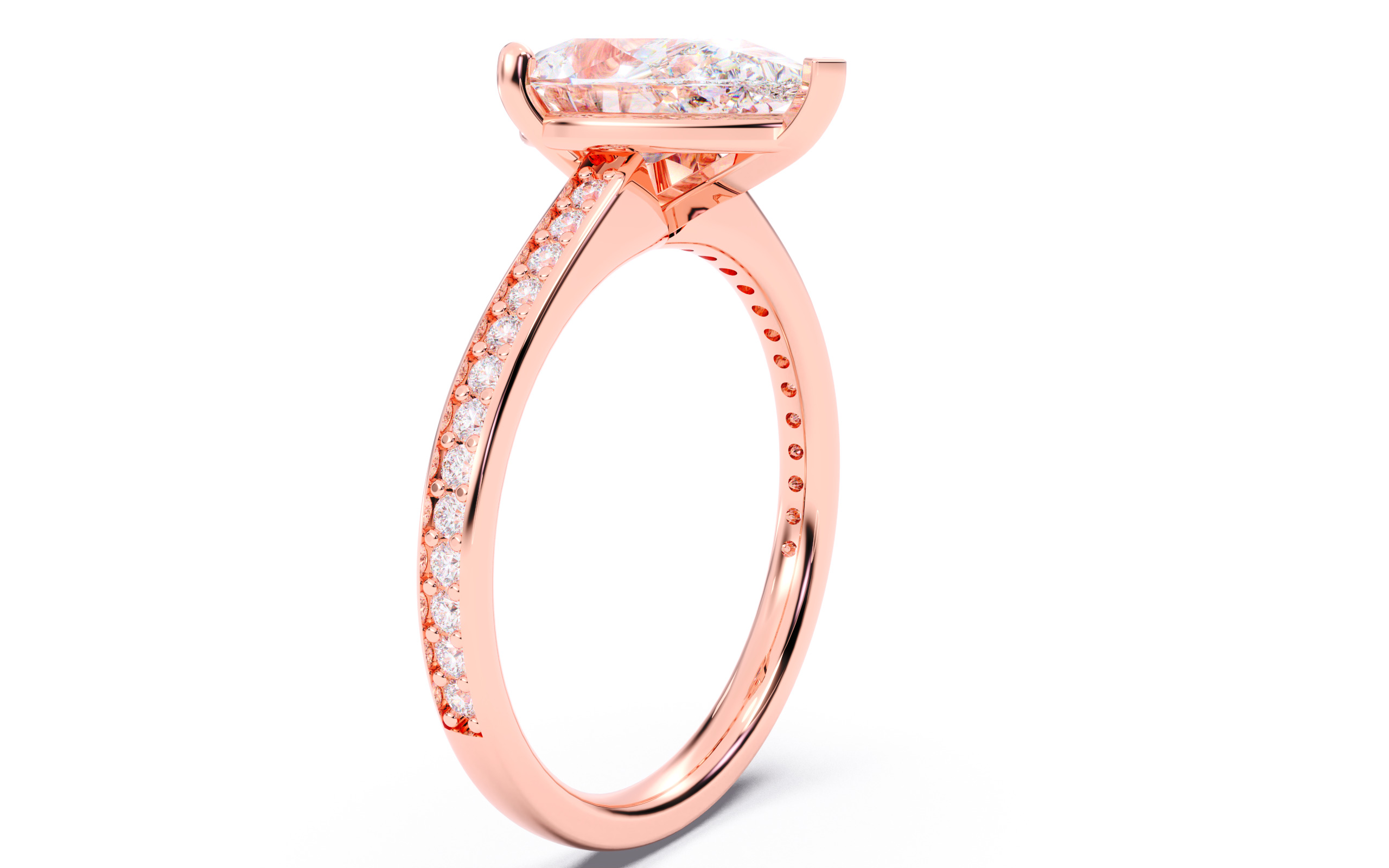 Pear Diamond Channel Setting Solitaire Ring 3D print model_21