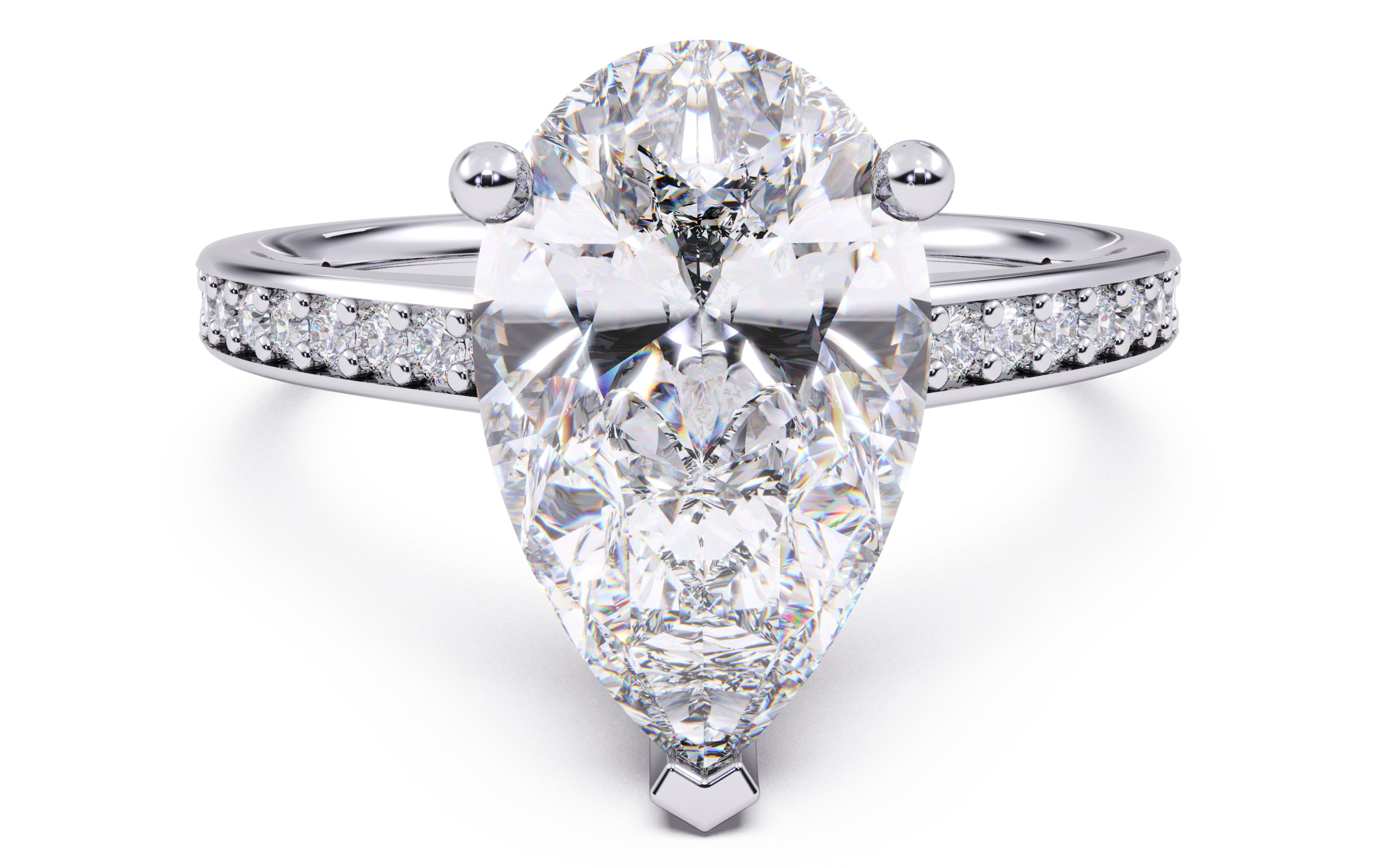 Pear Diamond Channel Setting Solitaire Ring 3D print model_2