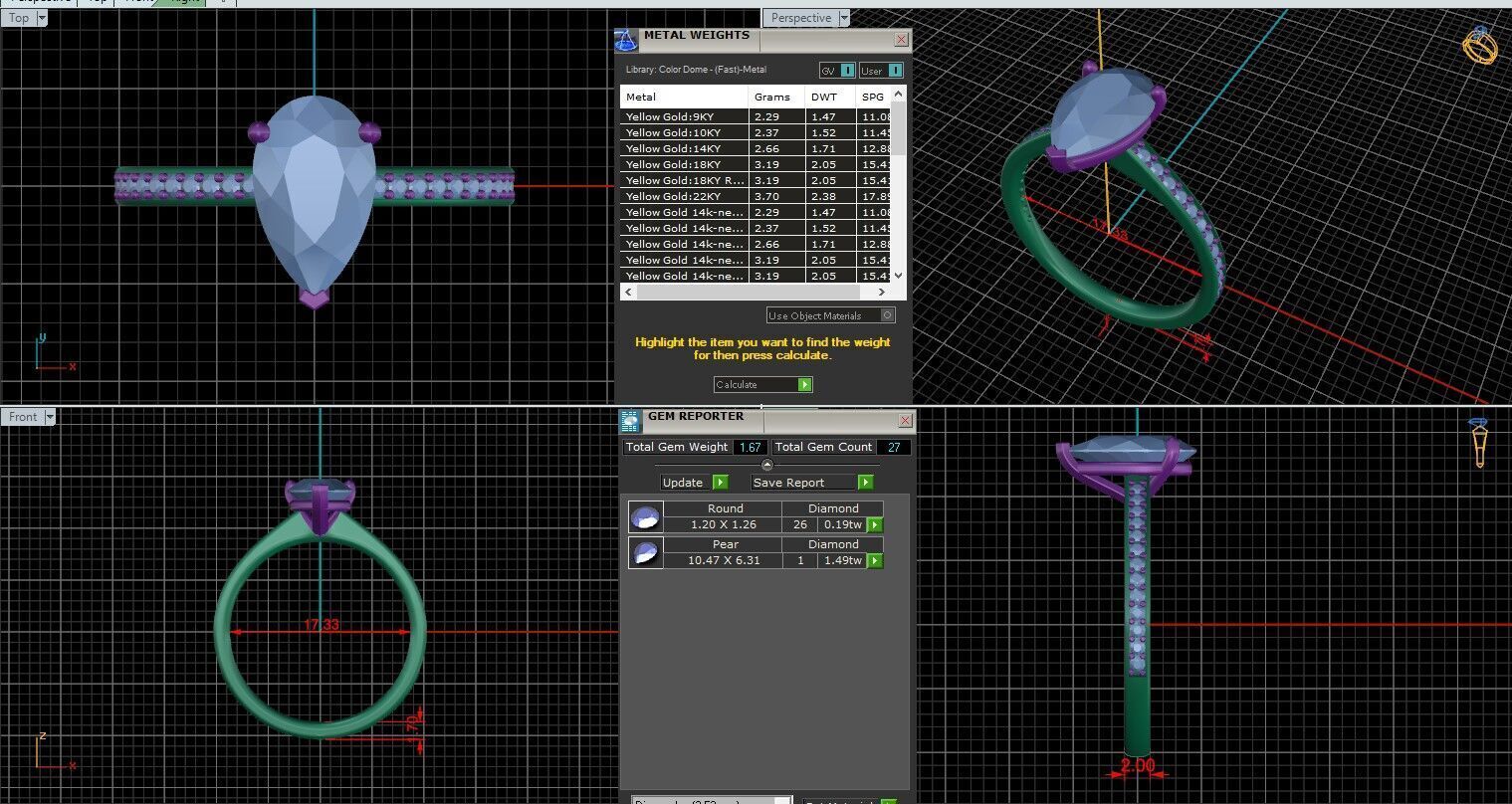 Pear Diamond Channel Setting Solitaire Ring 3D print model_25