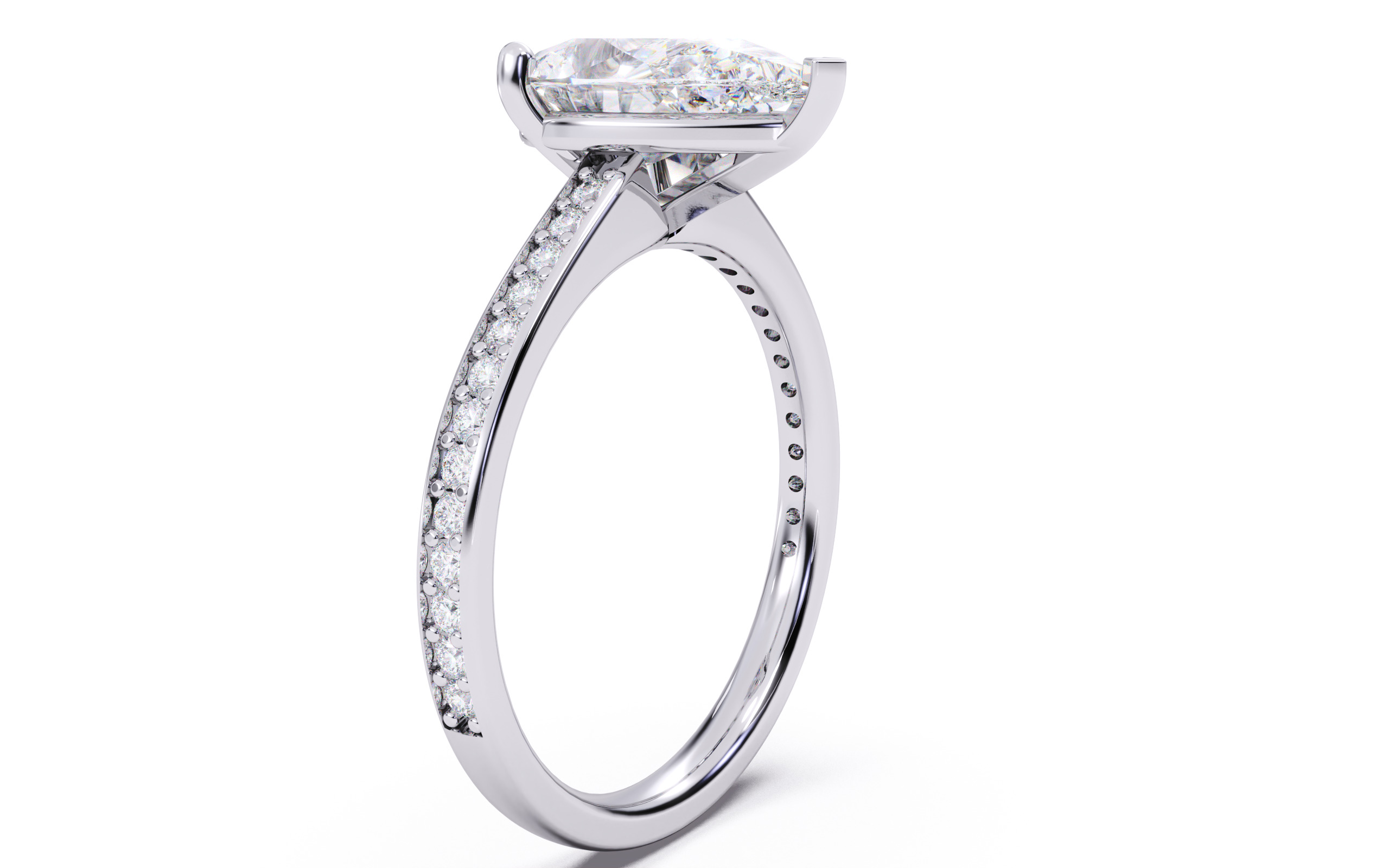 Pear Diamond Channel Setting Solitaire Ring 3D print model_14
