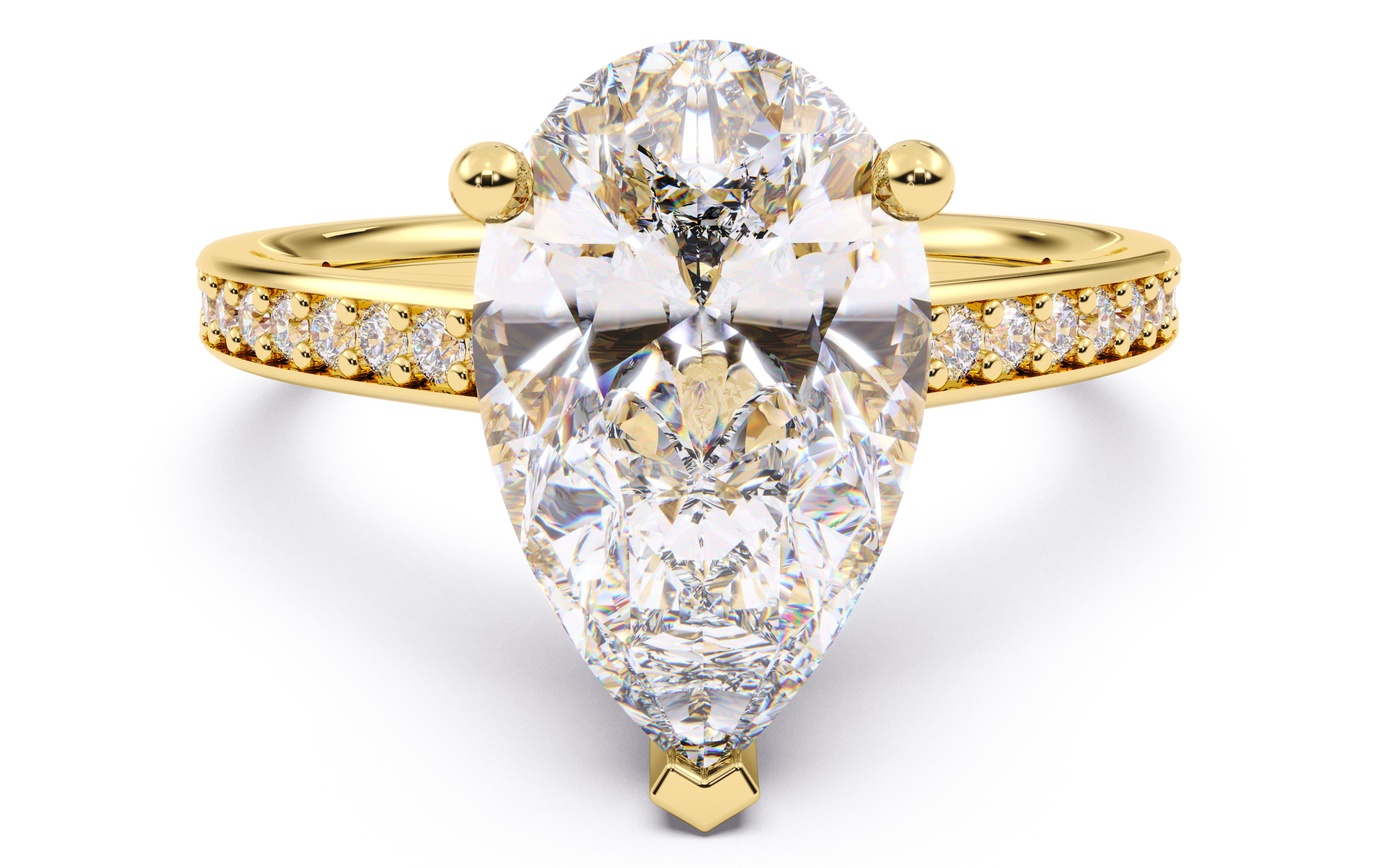 Pear Diamond Channel Setting Solitaire Ring 3D print model_17