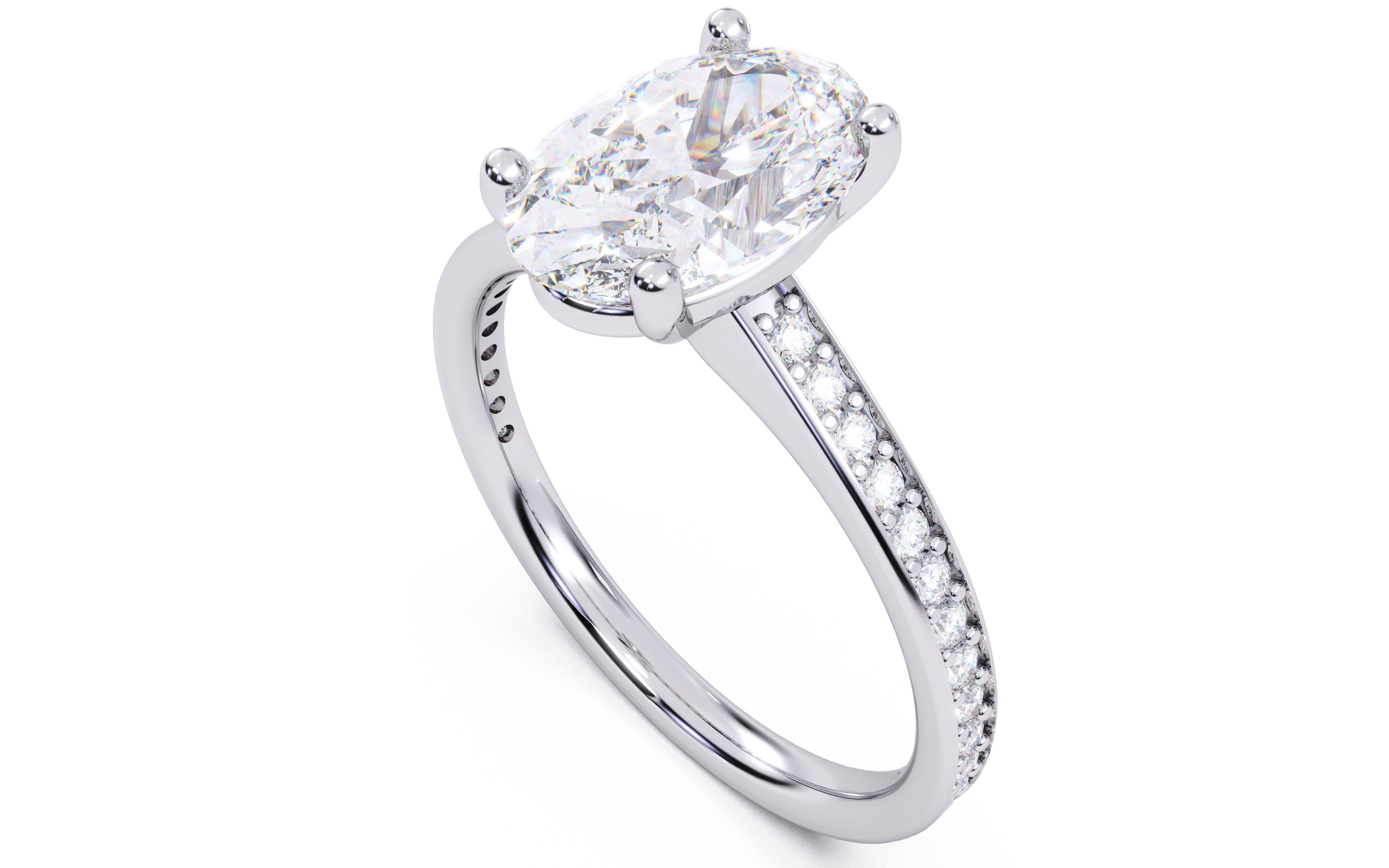 Oval Diamond Channel Setting Solitaire Ring 3D print model_4