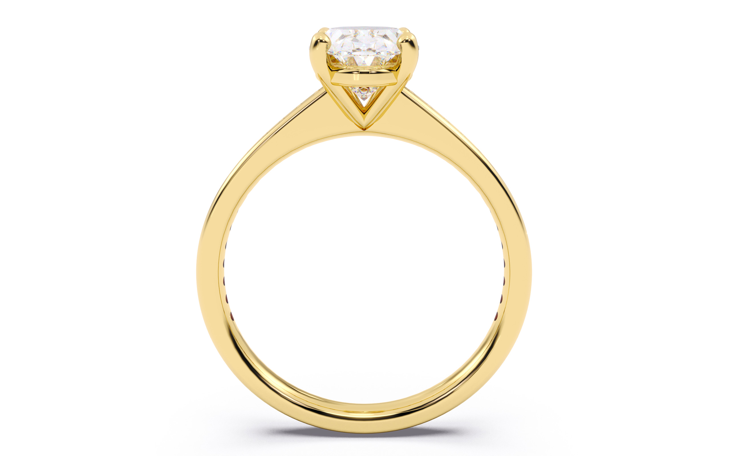 Oval Diamond Channel Setting Solitaire Ring 3D print model_9