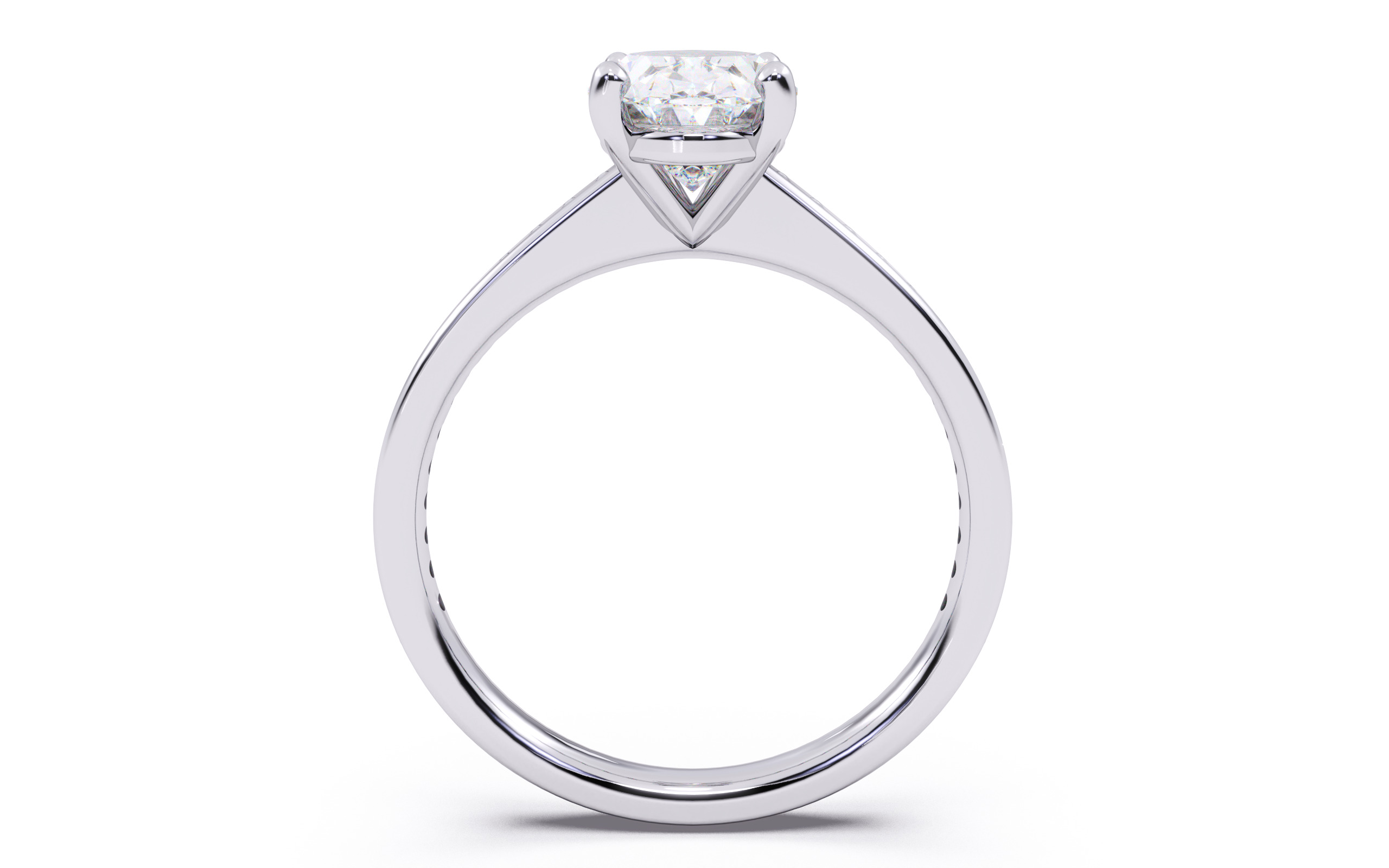 Oval Diamond Channel Setting Solitaire Ring 3D print model_7