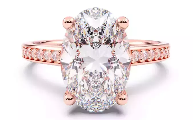 Oval Diamond Channel Setting Solitaire Ring 3D print model
